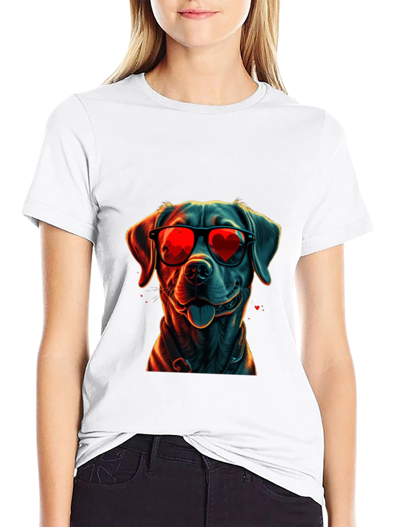 Dog with Heart Sunglasses Graphic Tee