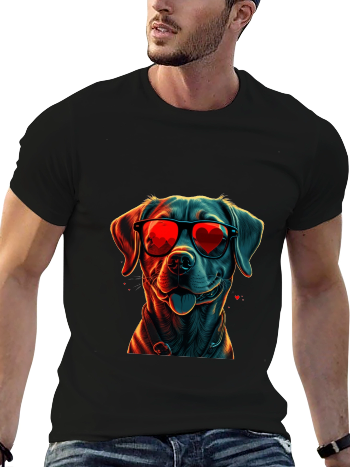 Dog with Heart Sunglasses Graphic Tee