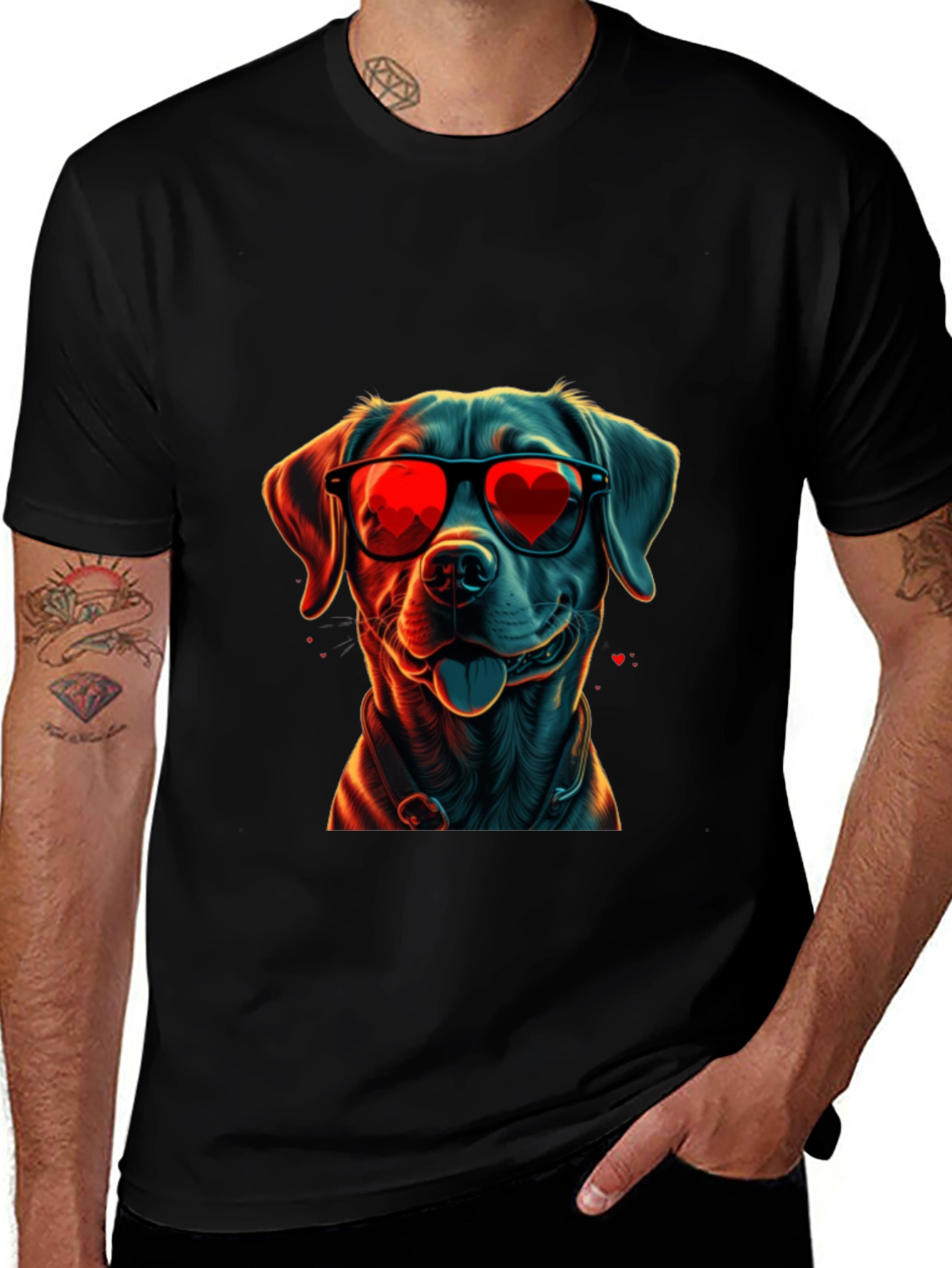 Dog with Heart Sunglasses Graphic Tee