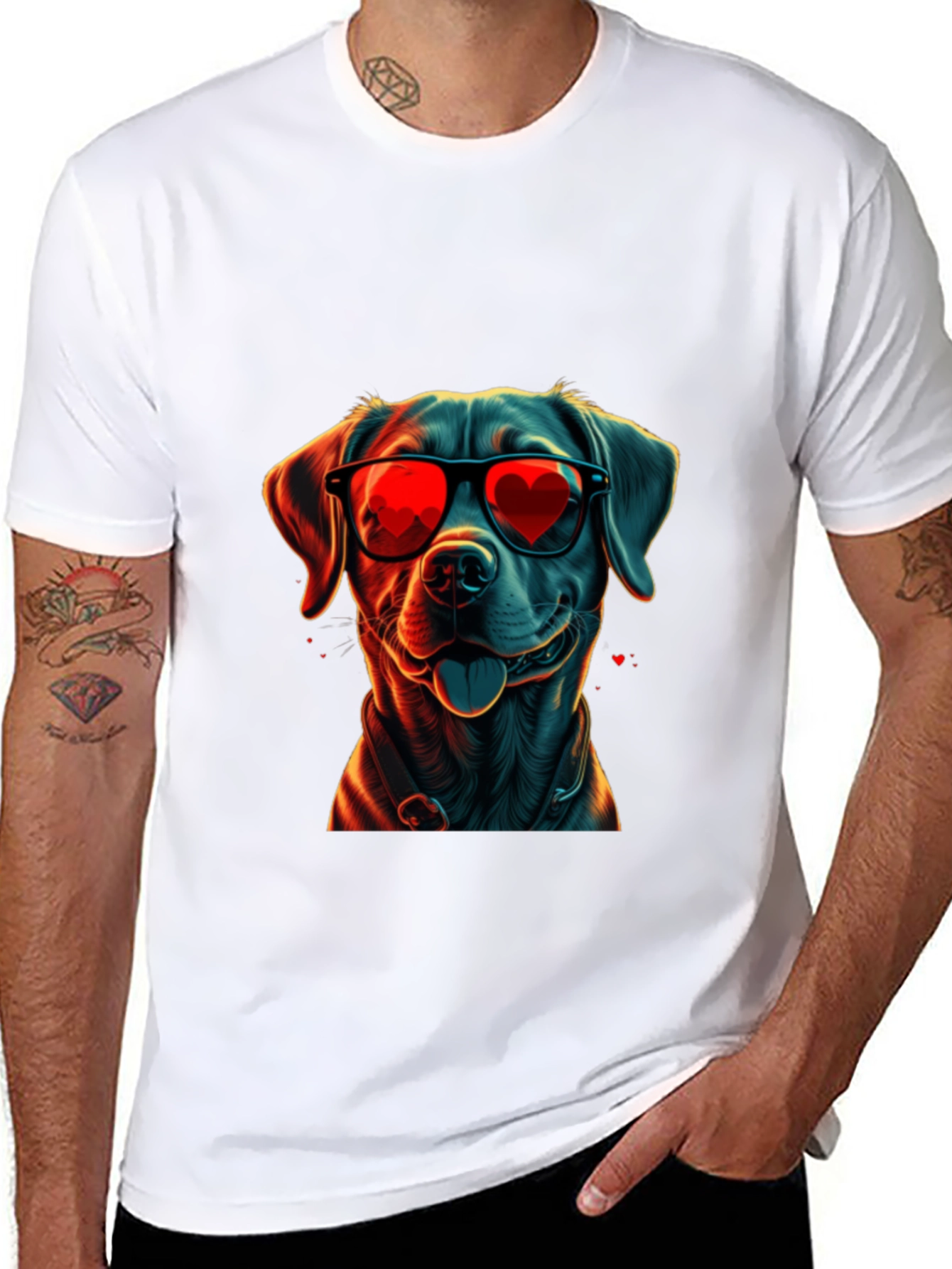 Dog with Heart Sunglasses Graphic Tee