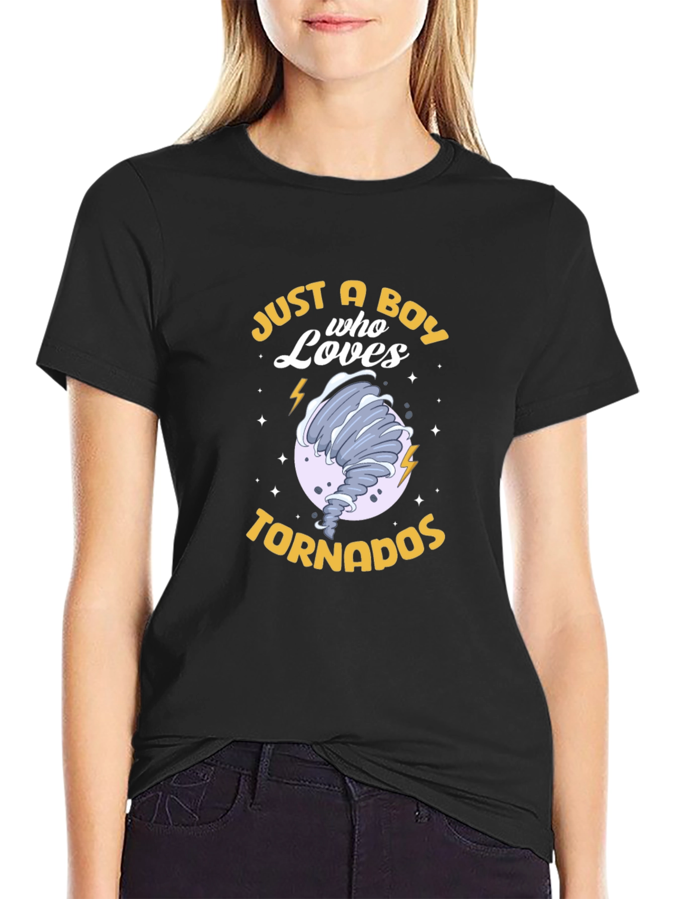 Boy Who Loves Tornadoes Black T-Shirt