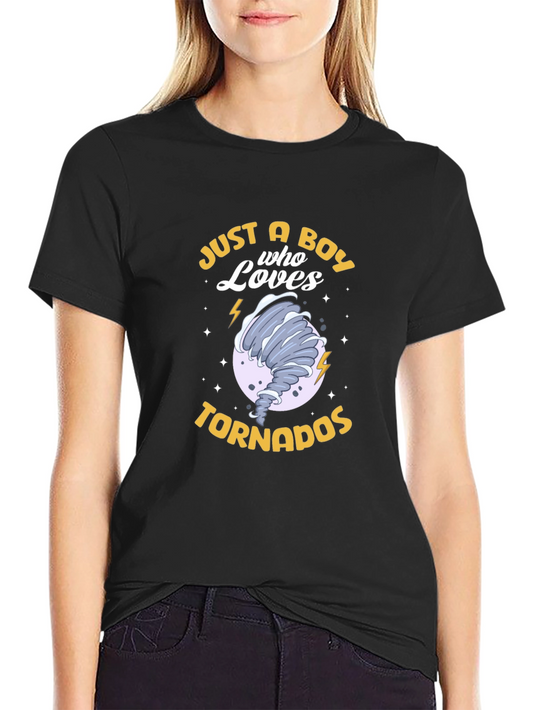 Boy Who Loves Tornadoes Black T-Shirt