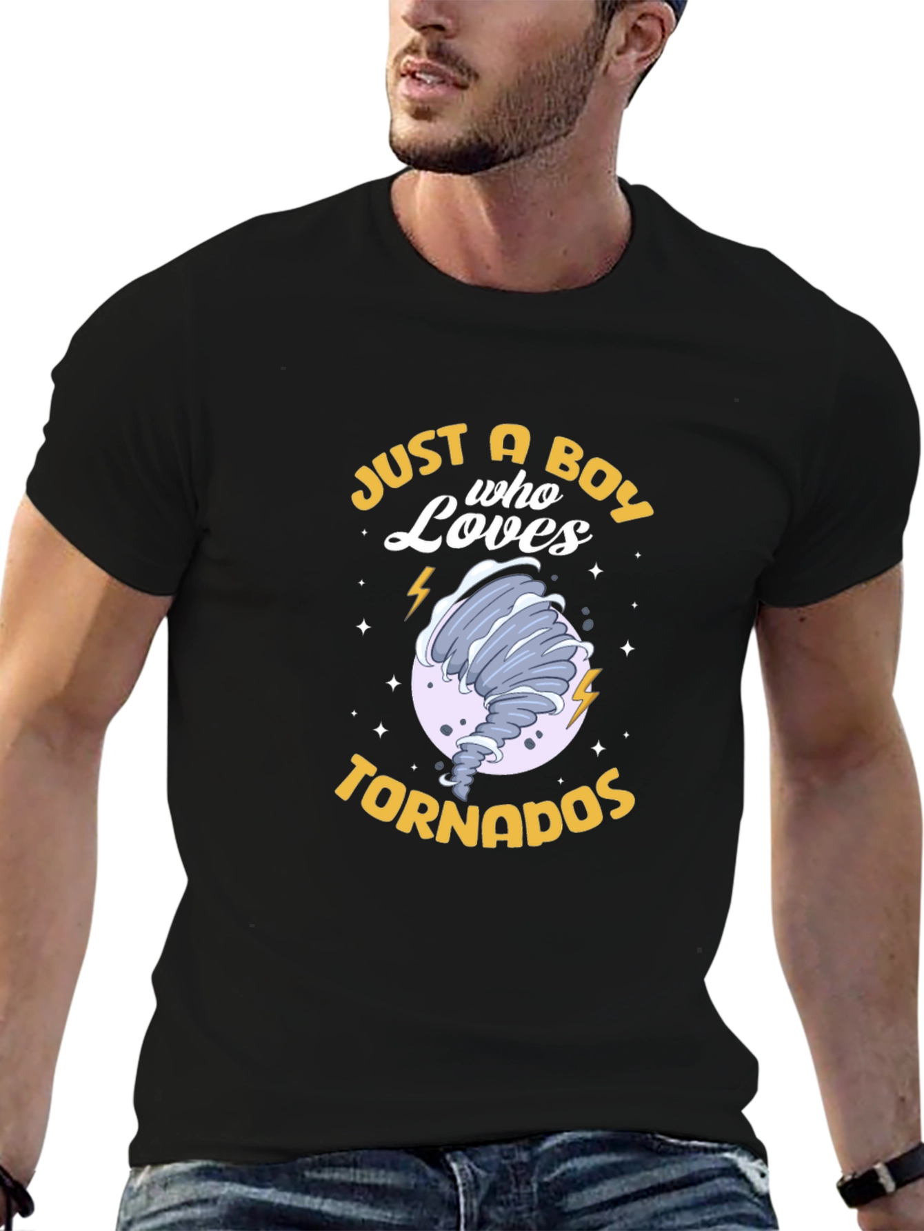 Boy Who Loves Tornadoes Black T-Shirt