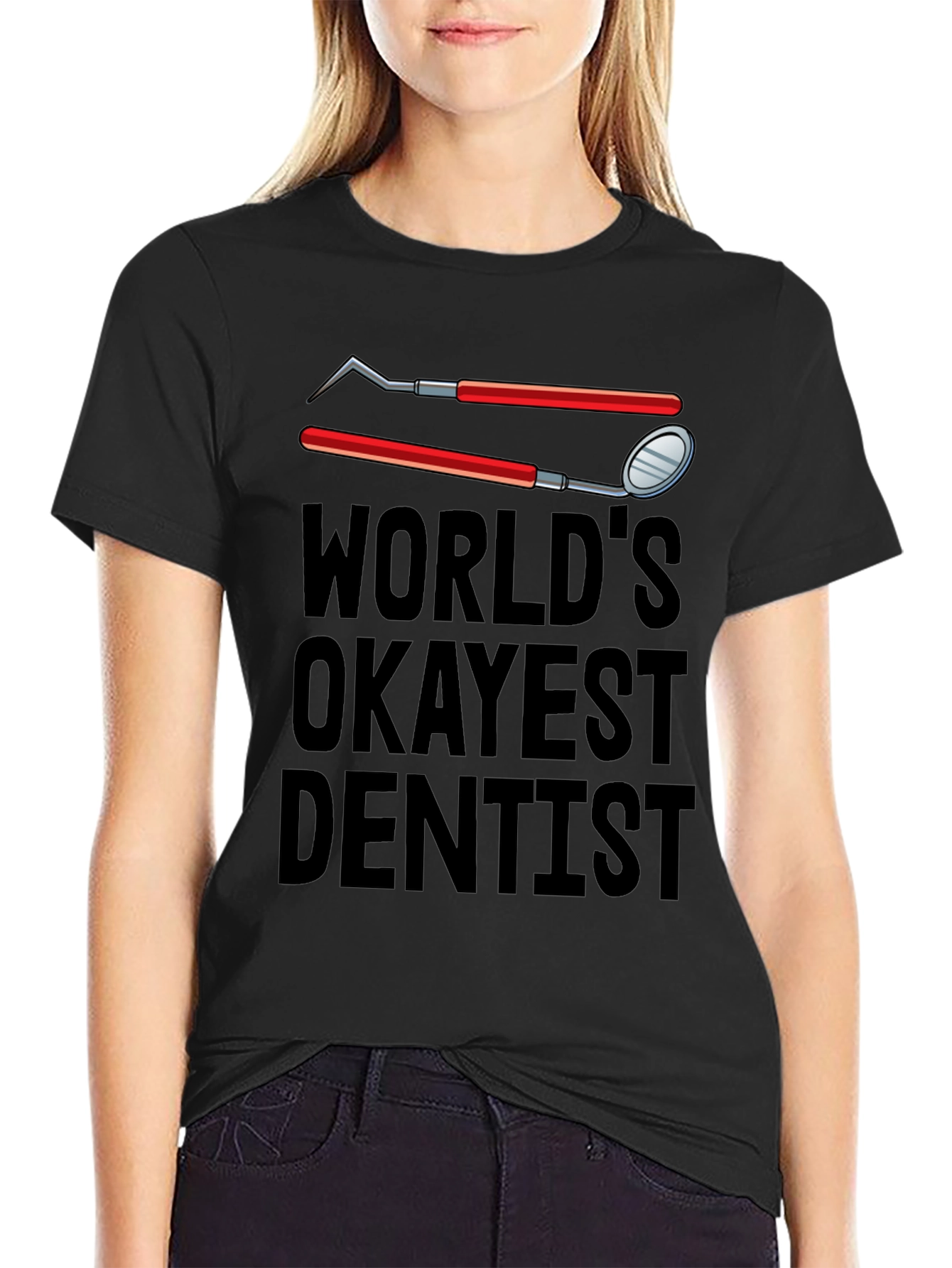 Worlds Okayest Dentist T-Shirt - Funny Dental Tee