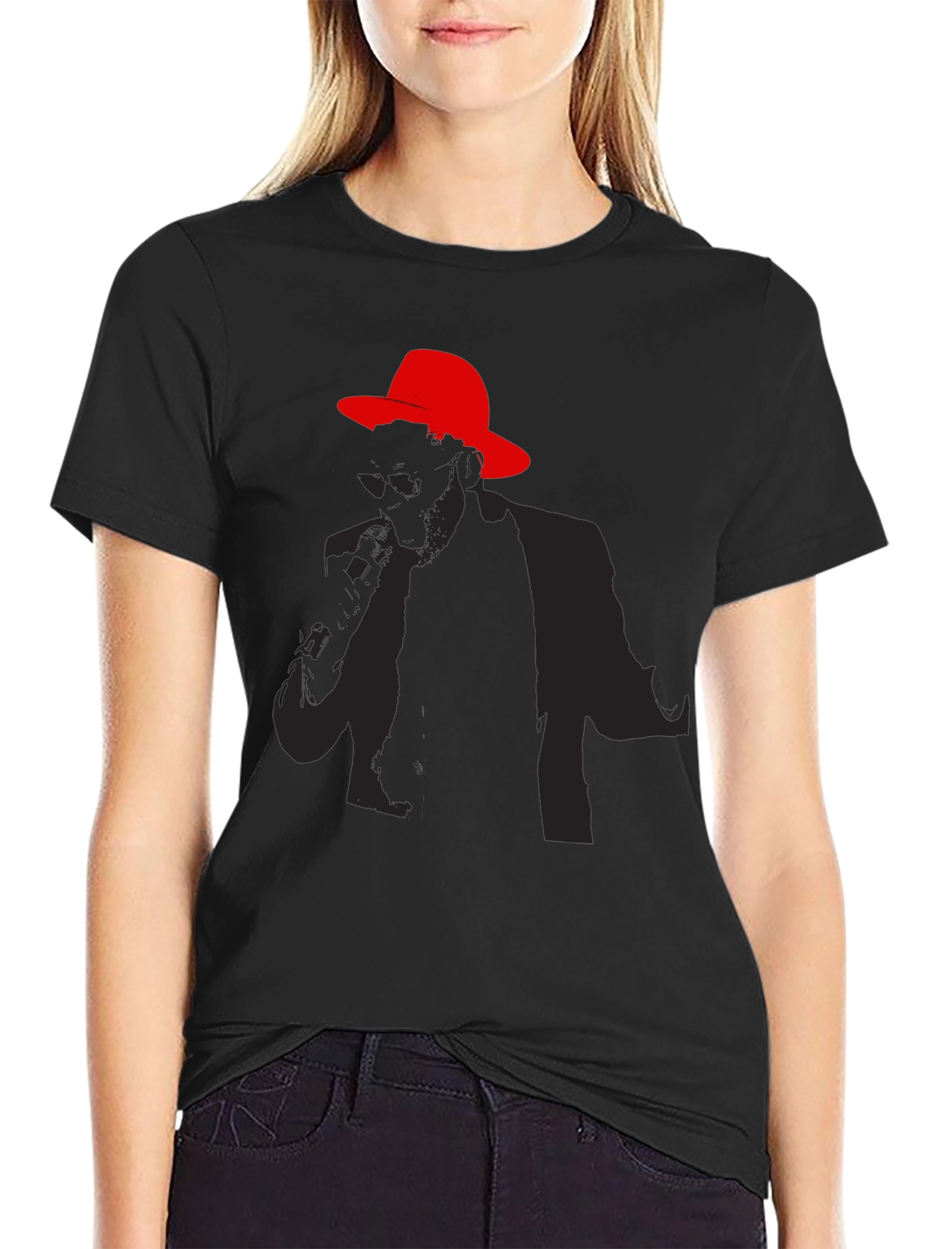 Stylish Silhouette Graphic Tee - Black