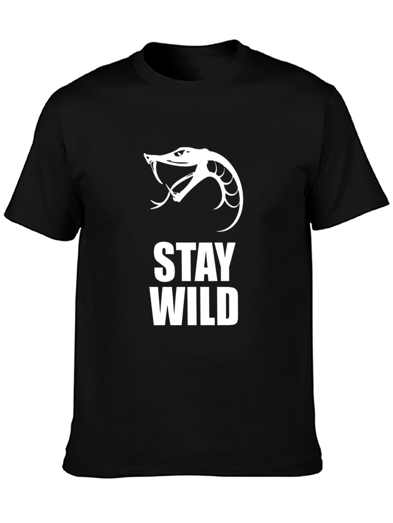 Stay Wild Snake Graphic Tee - Black Cotton