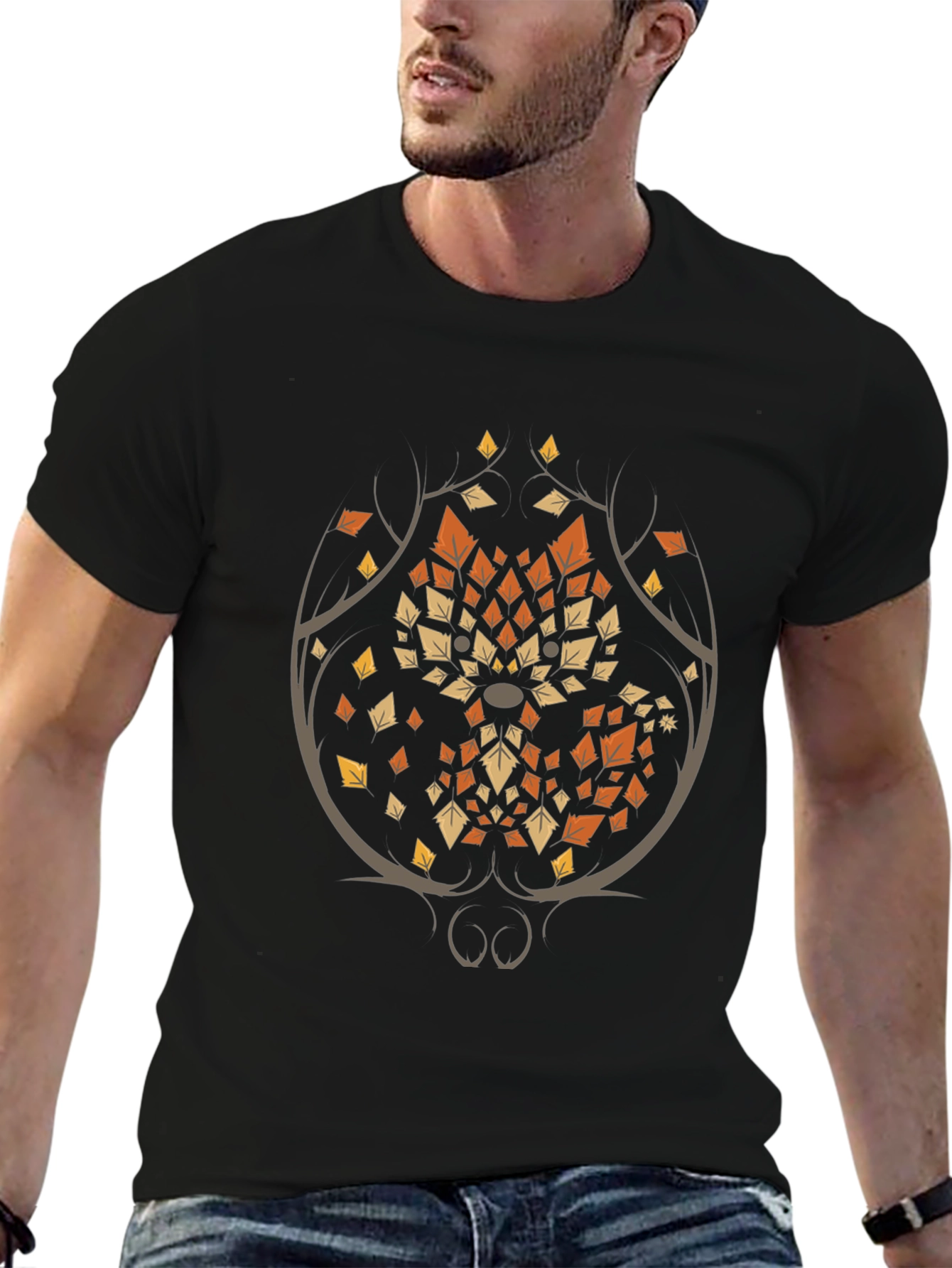 Geometric Autumn Leaves Tree Graphic Tee