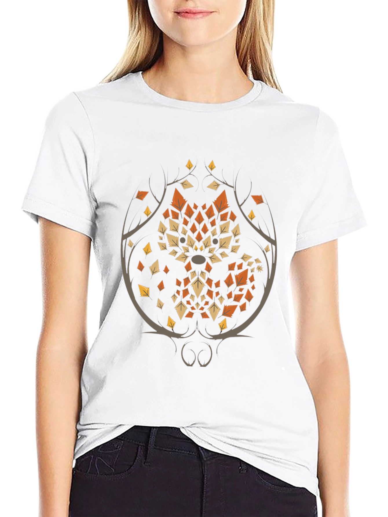 Geometric Autumn Leaves Tree Graphic Tee