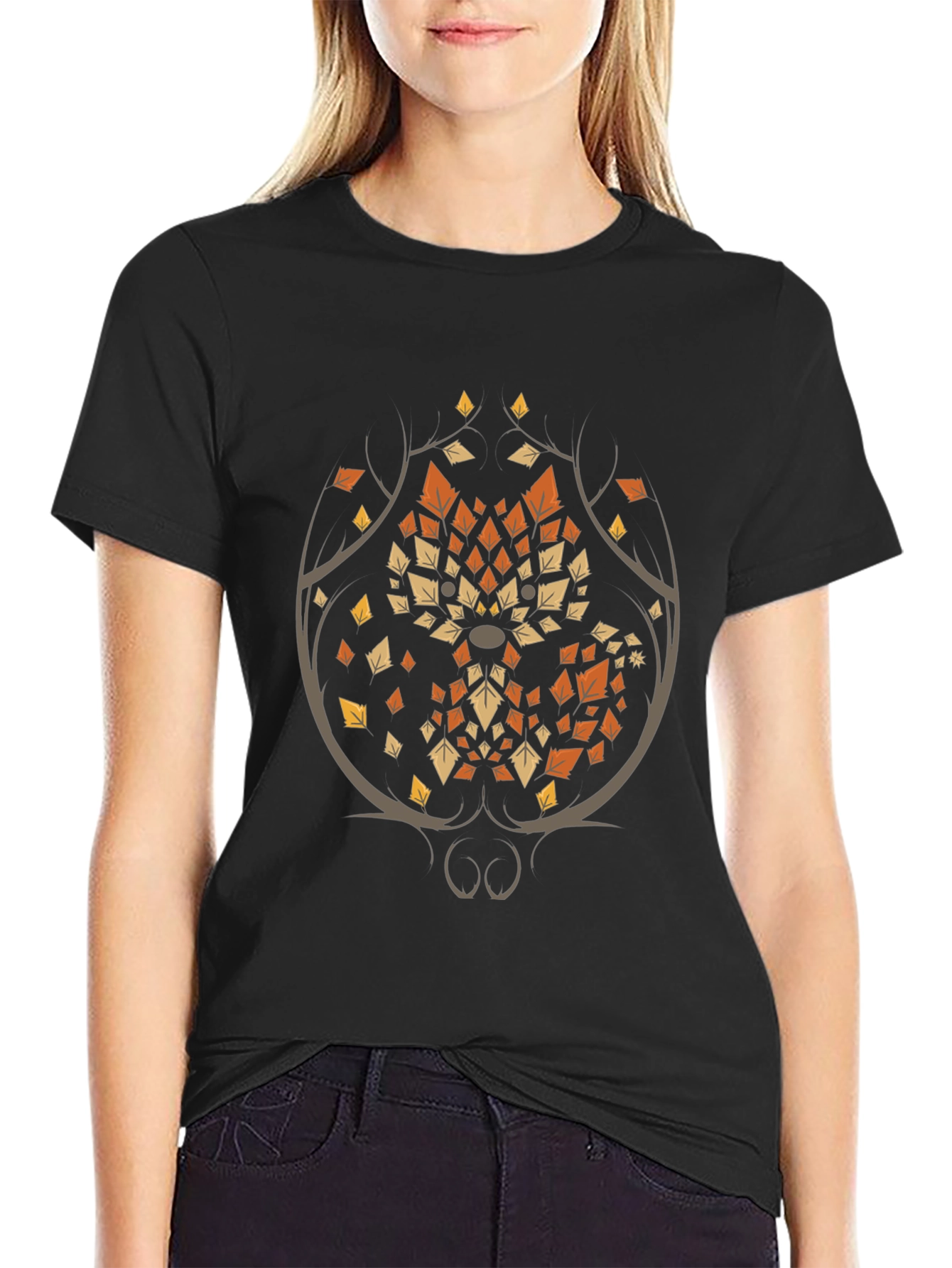 Geometric Autumn Leaves Tree Graphic Tee