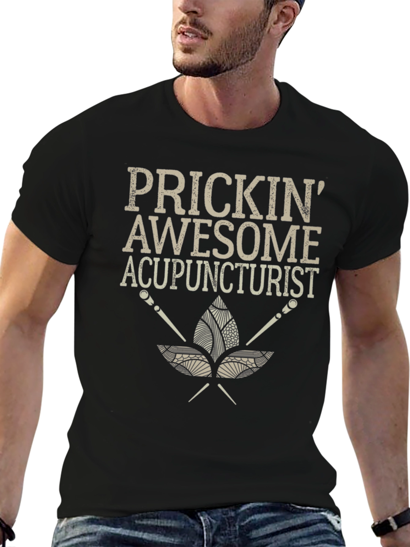 Prickin Awesome Acupuncturist Black T-Shirt
