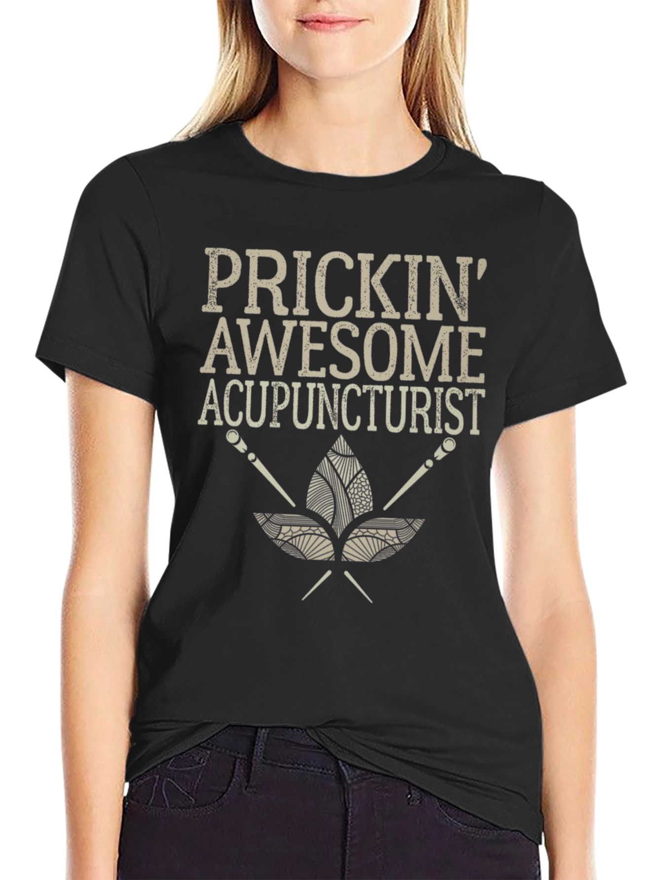 Prickin Awesome Acupuncturist Black T-Shirt