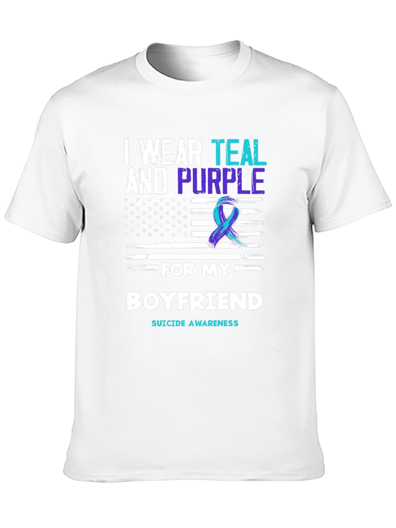 Teal & Purple Suicide Awareness Boyfriend T-Shirt