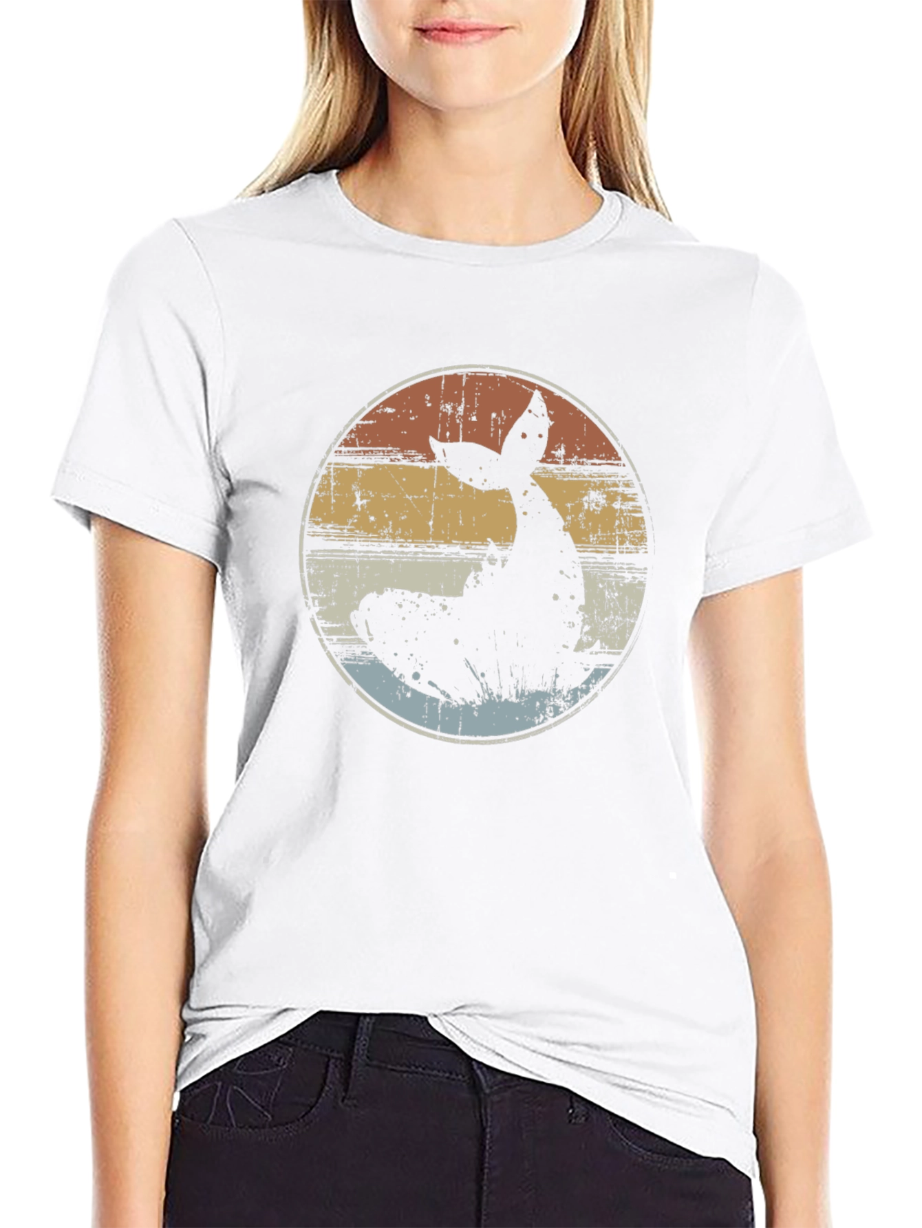 Retro Whale Tail Graphic T-Shirt - Black