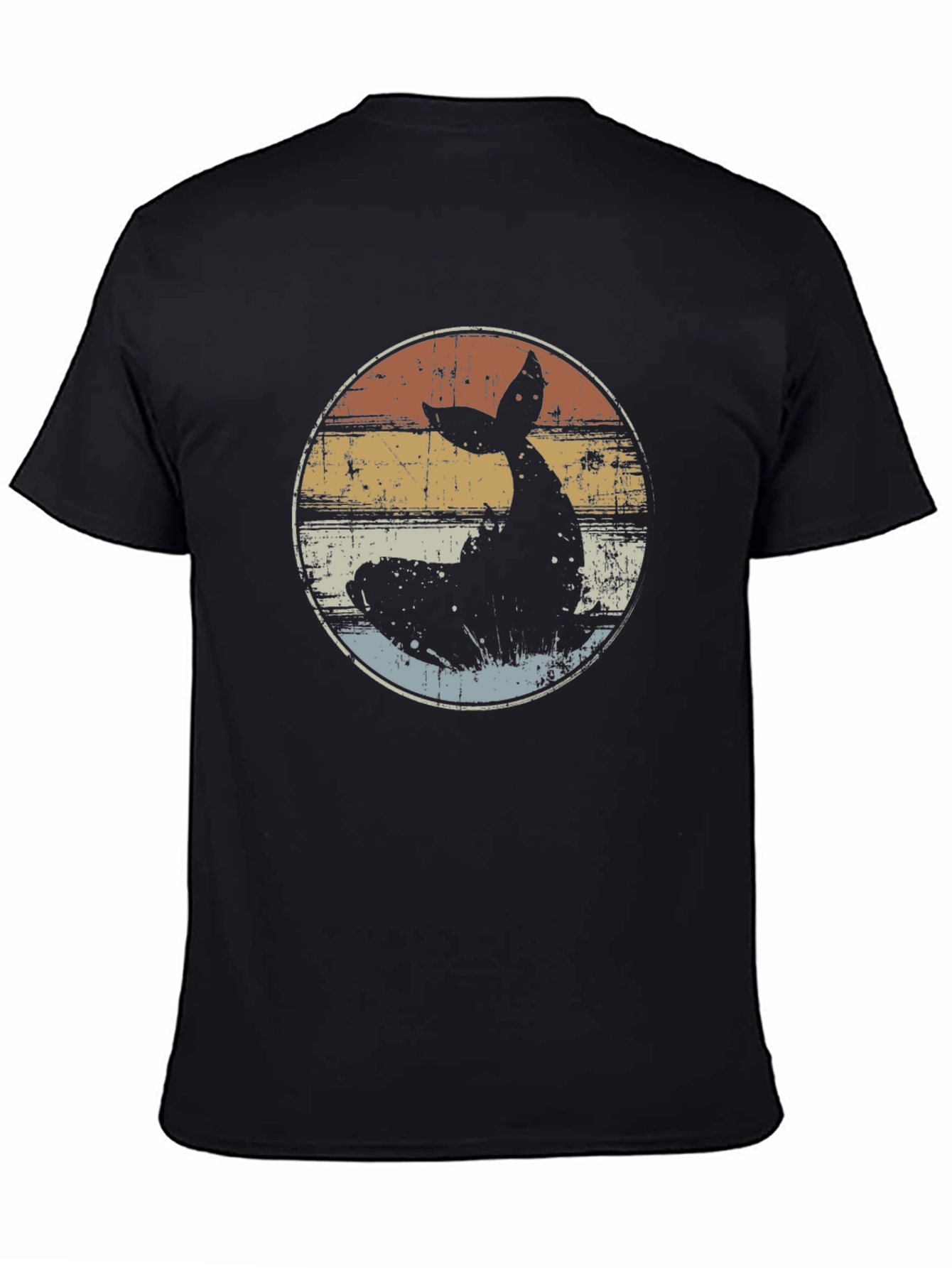 Retro Whale Tail Graphic T-Shirt - Black