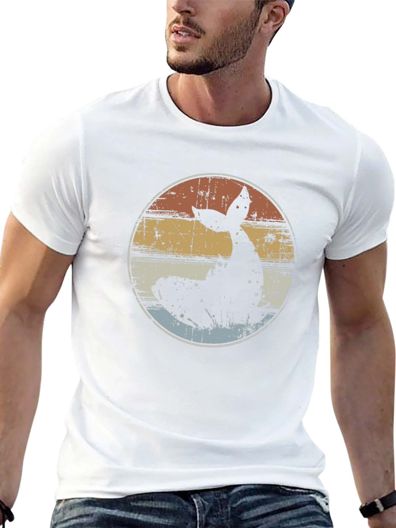 Retro Whale Tail Graphic T-Shirt - Black