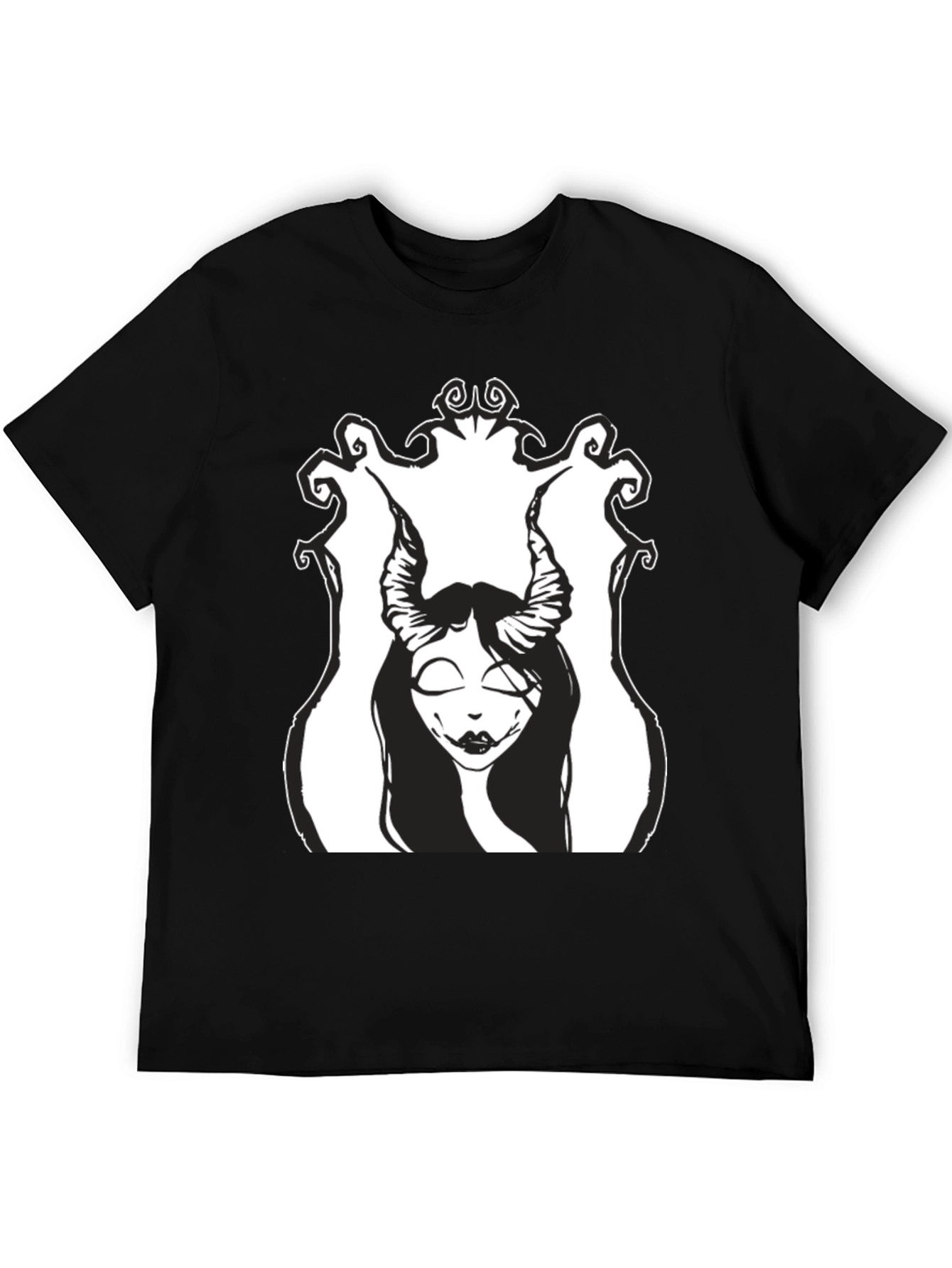 Black T-Shirt with Gothic Demon Girl Graphic