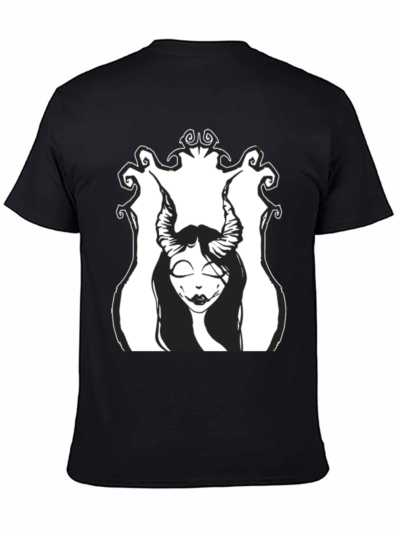 Black T-Shirt with Gothic Demon Girl Graphic
