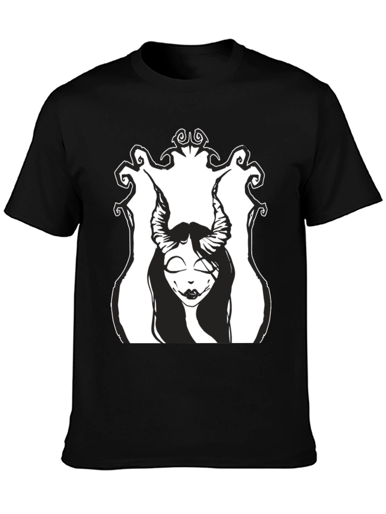 Black T-Shirt with Gothic Demon Girl Graphic