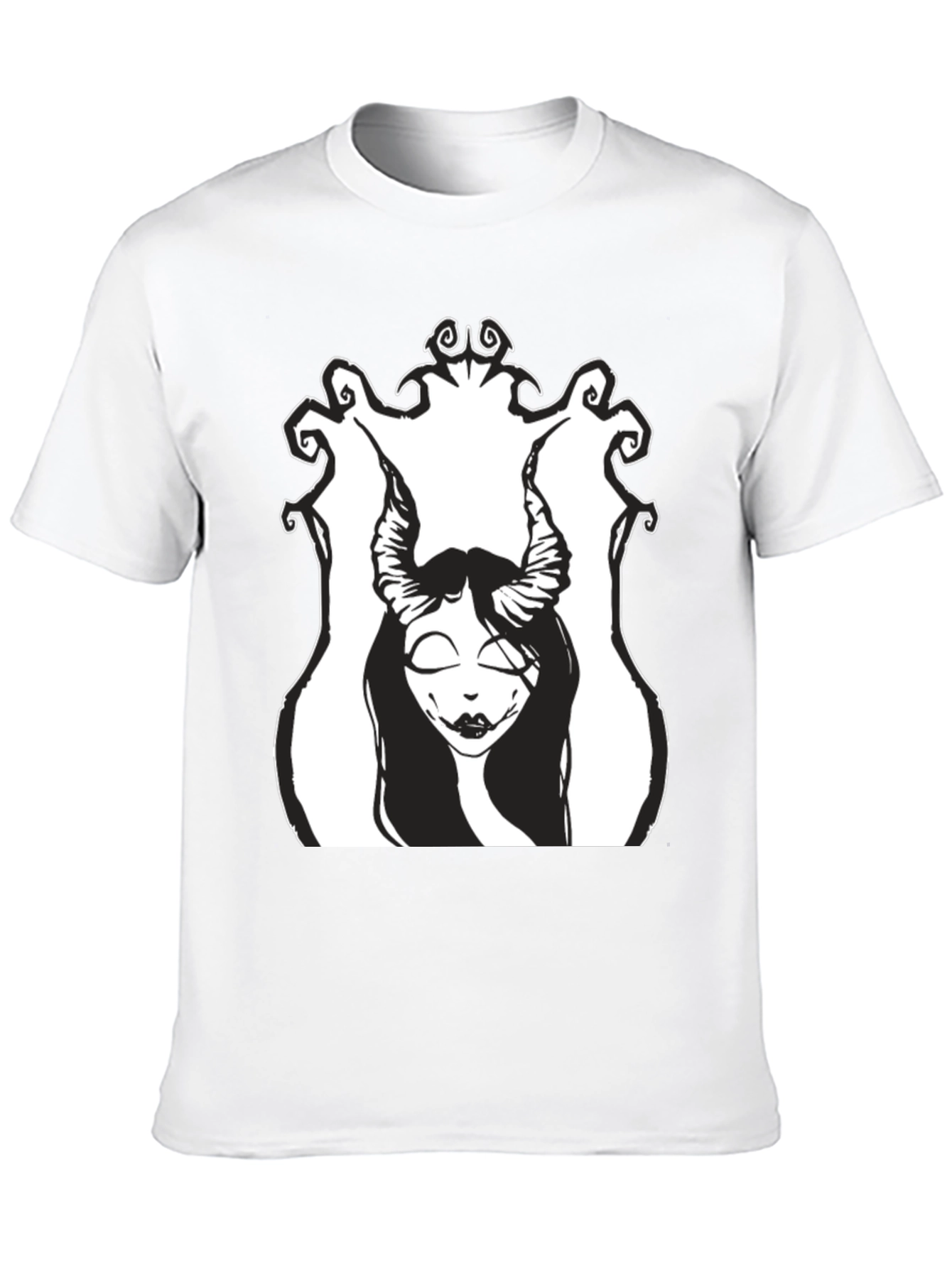 Black T-Shirt with Gothic Demon Girl Graphic
