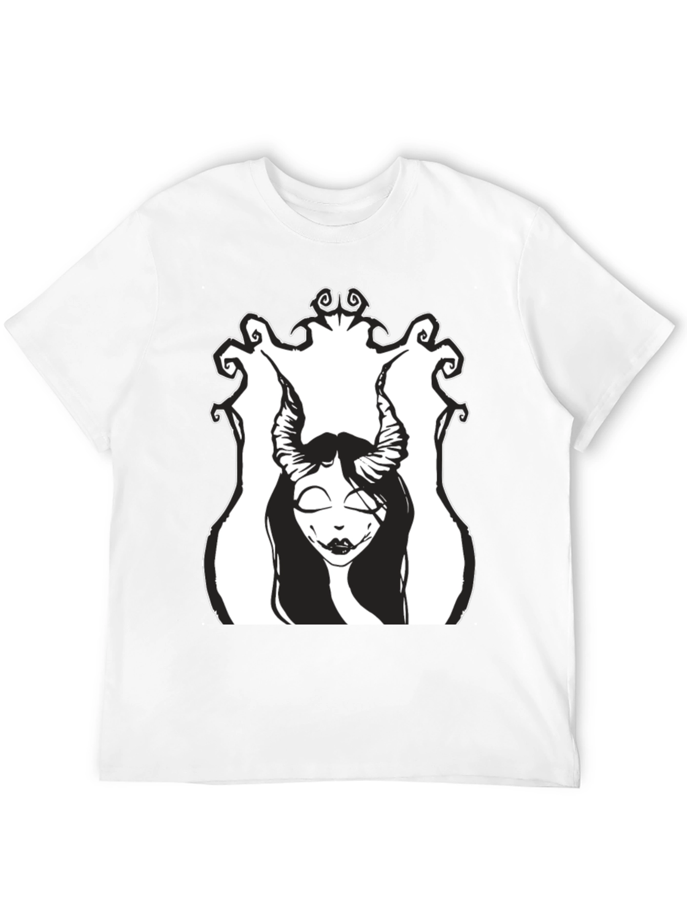 Black T-Shirt with Gothic Demon Girl Graphic