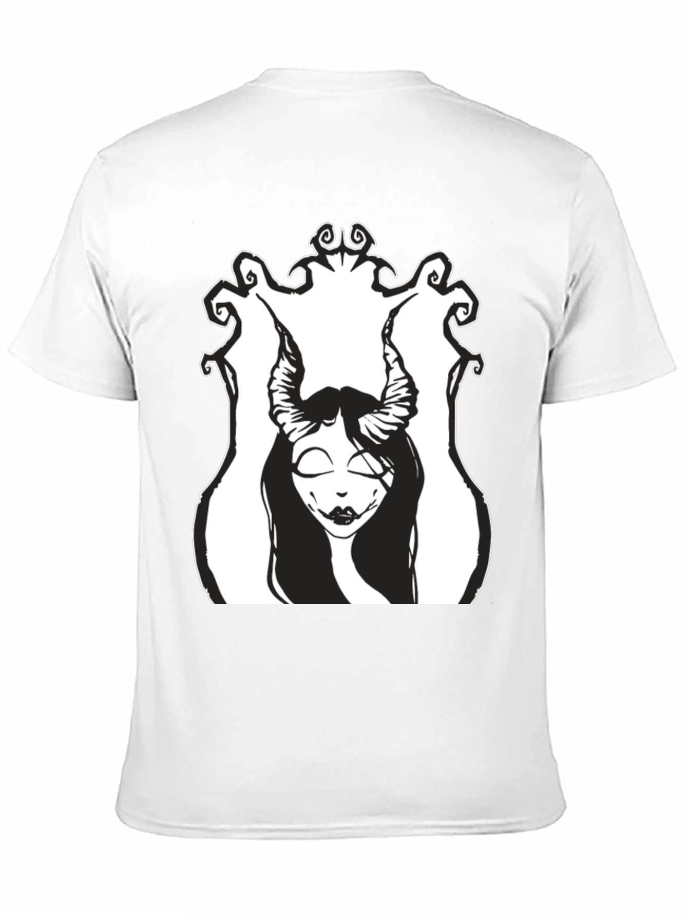 Black T-Shirt with Gothic Demon Girl Graphic