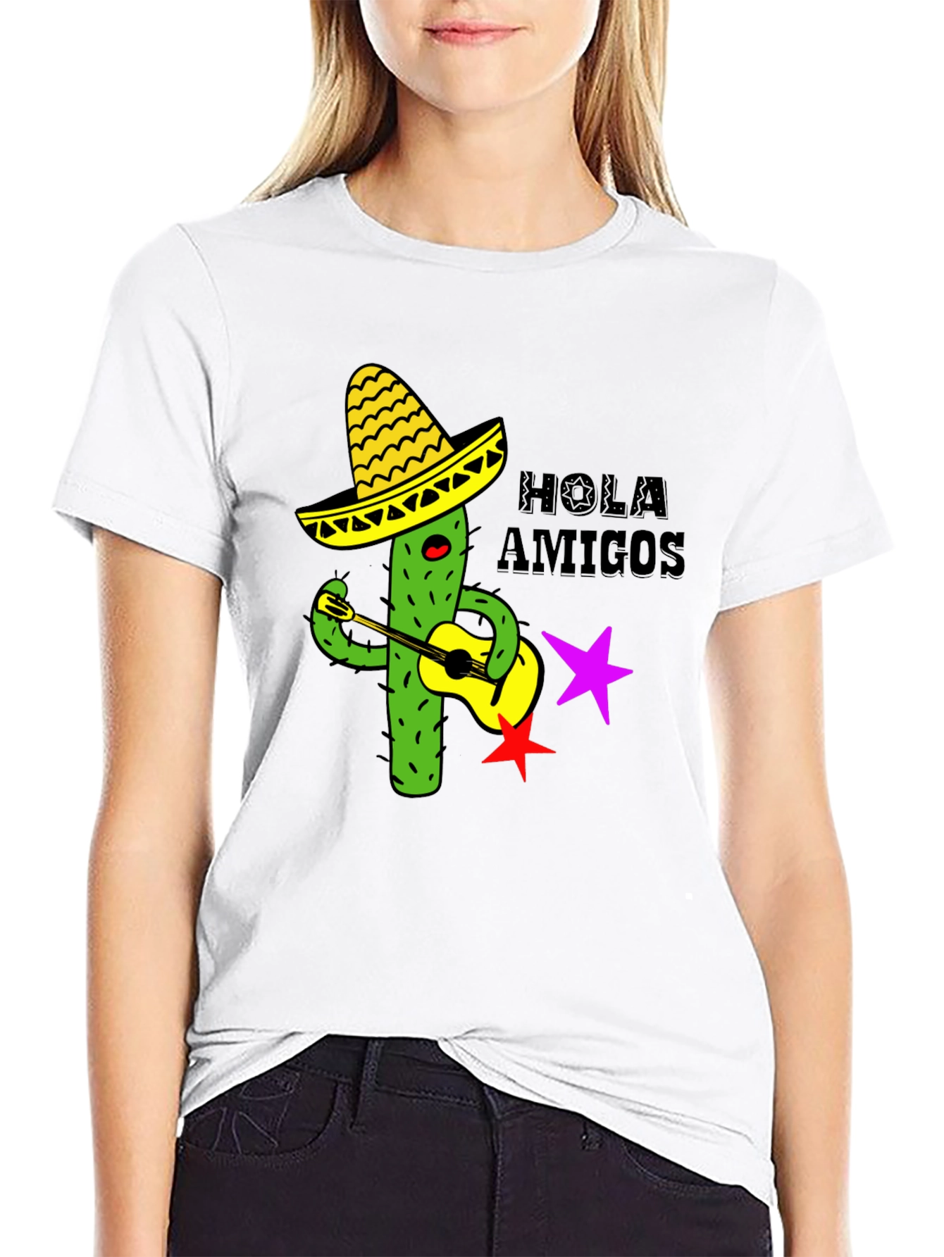 Hola Amigos Cactus Guitar T-Shirt