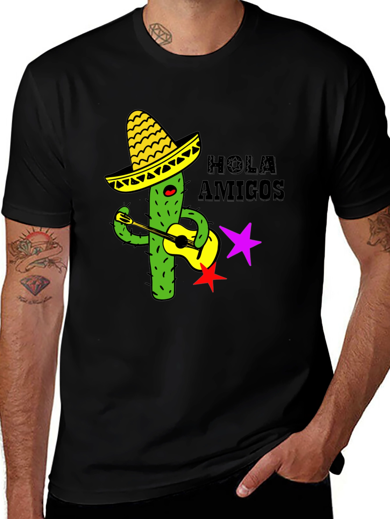 Hola Amigos Cactus Guitar T-Shirt