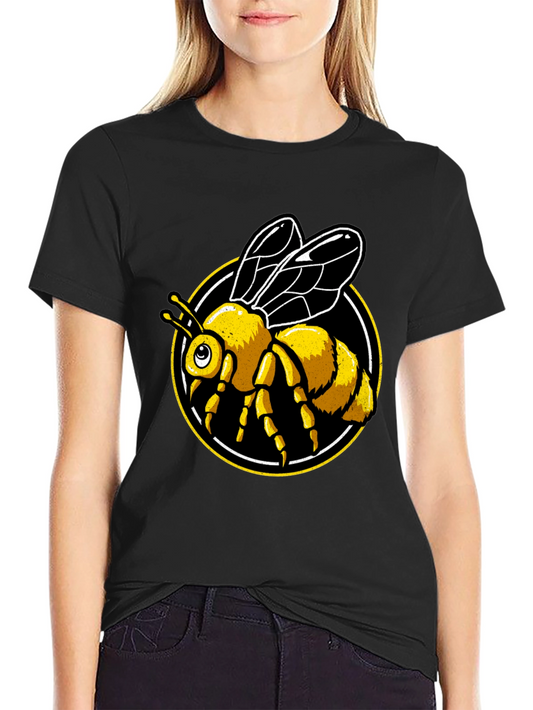 Bee Graphic Tee - Black Cotton T-Shirt