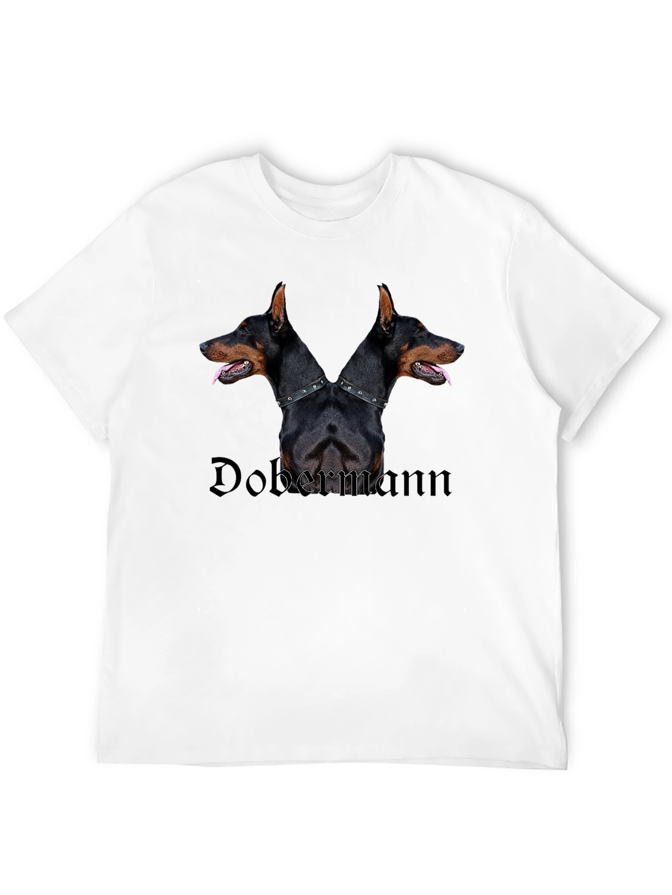 Dobermann Two-Headed Dog Graphic Black T-Shirt