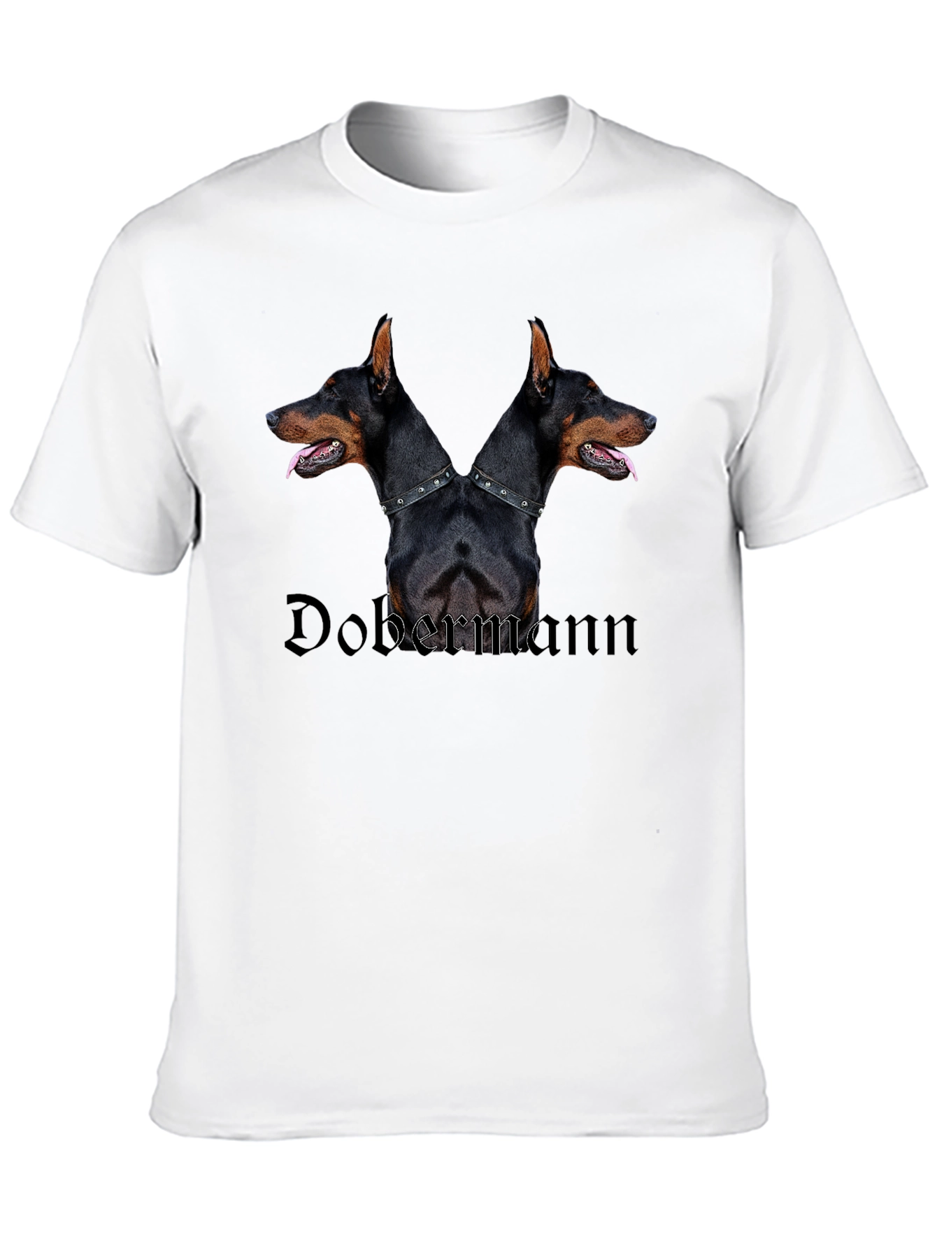 Dobermann Two-Headed Dog Graphic Black T-Shirt