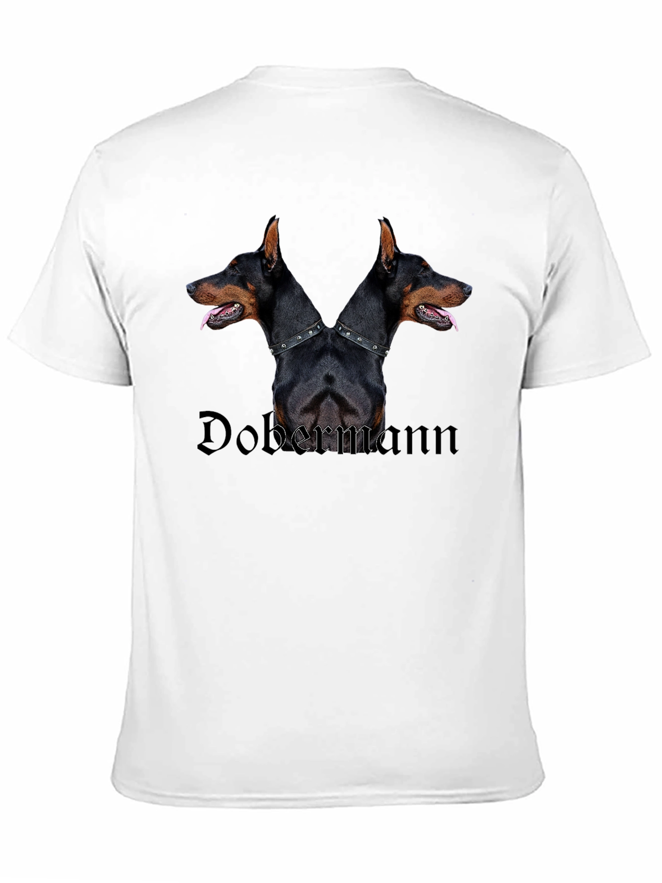Dobermann Two-Headed Dog Graphic Black T-Shirt