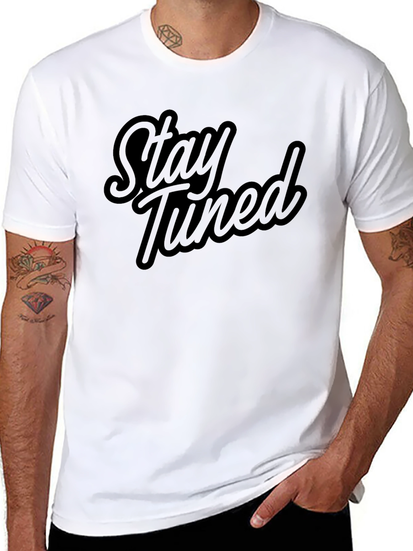 Stay Tuned Black Graphic T-Shirt - Casual Style