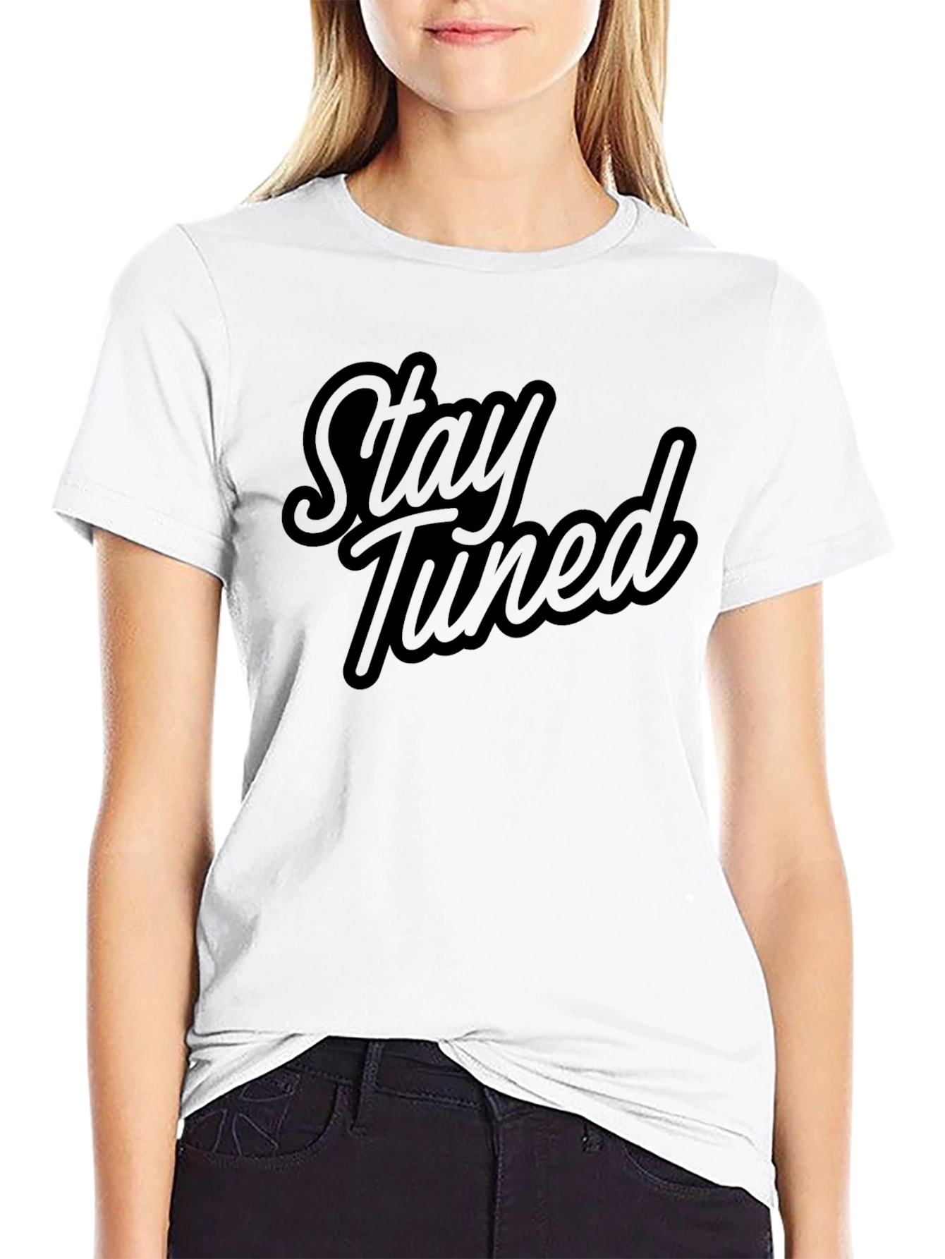 Stay Tuned Black Graphic T-Shirt - Casual Style
