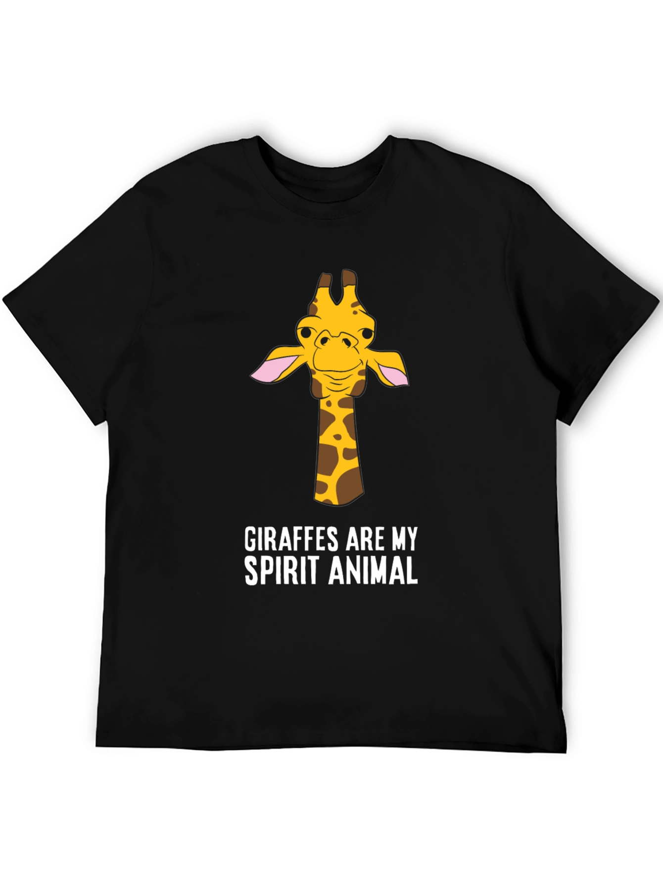 Giraffe Spirit Animal Graphic Tee - Black Cotton T-Shirt