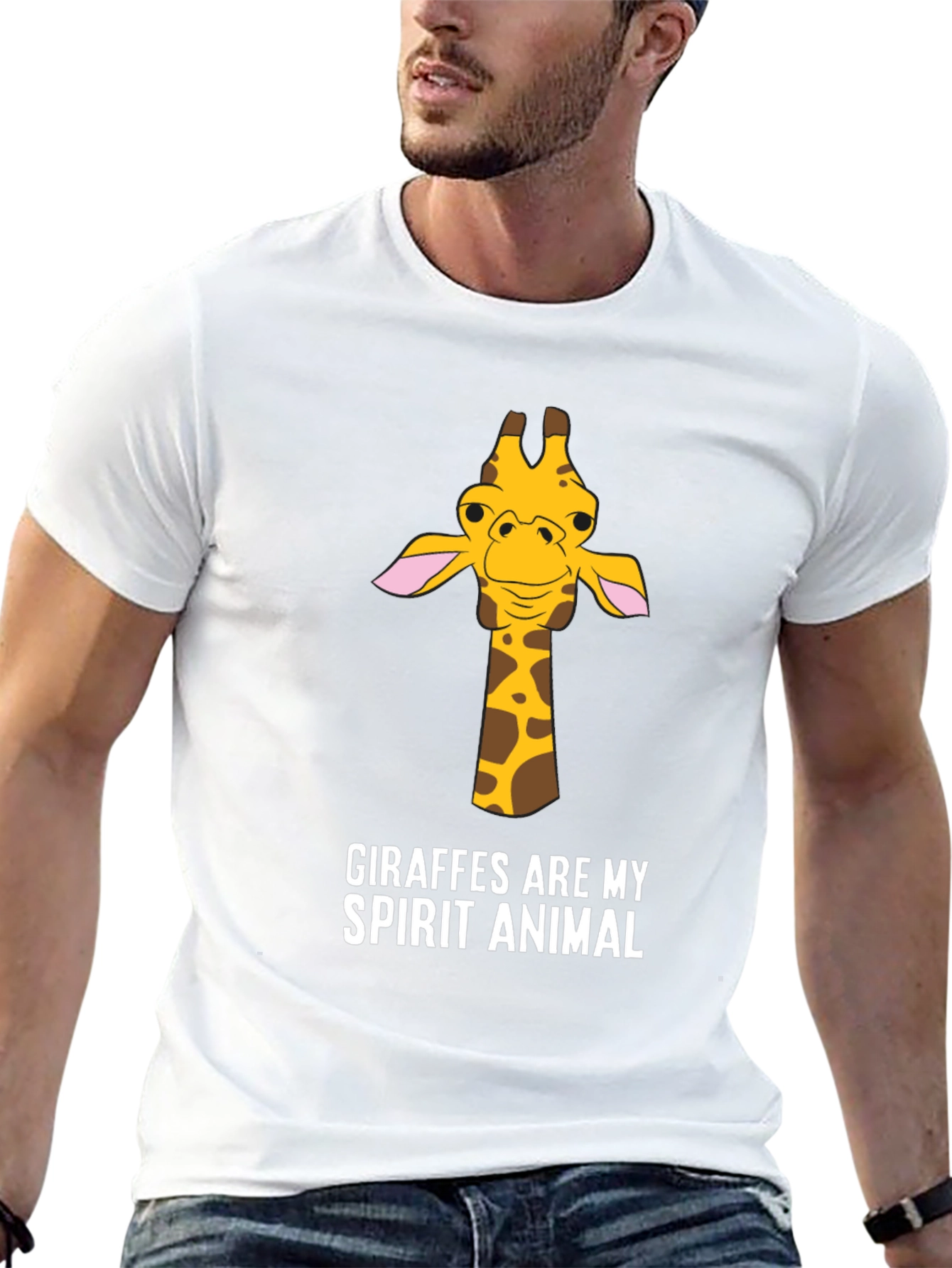 Giraffe Spirit Animal Graphic Tee - Black Cotton T-Shirt