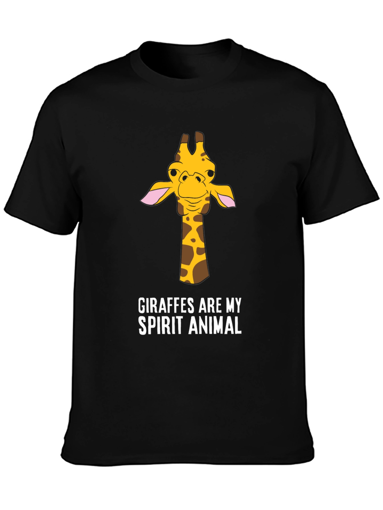 Giraffe Spirit Animal Graphic Tee - Black Cotton T-Shirt