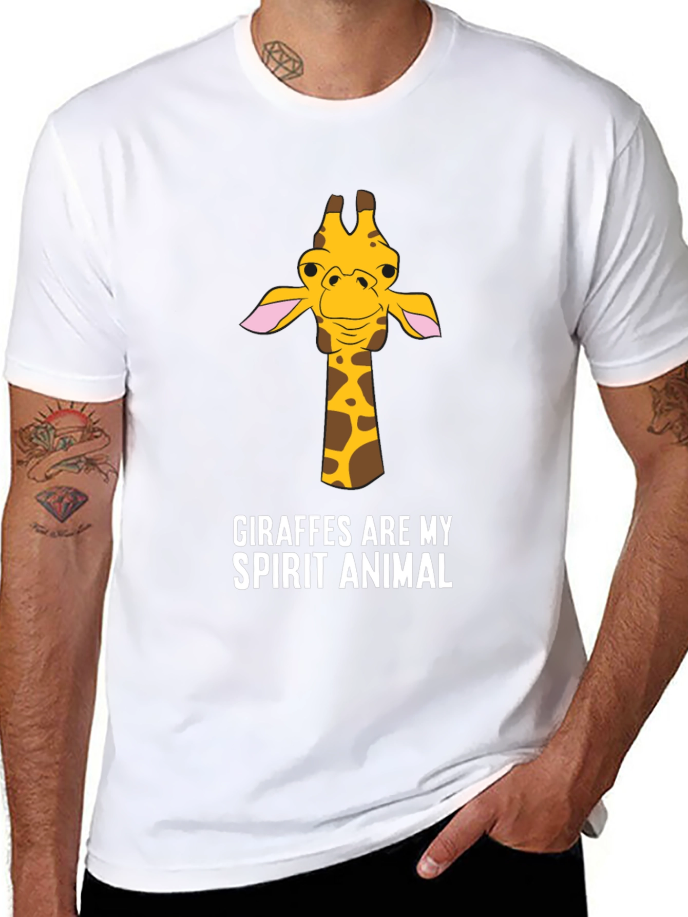 Giraffe Spirit Animal Graphic Tee - Black Cotton T-Shirt