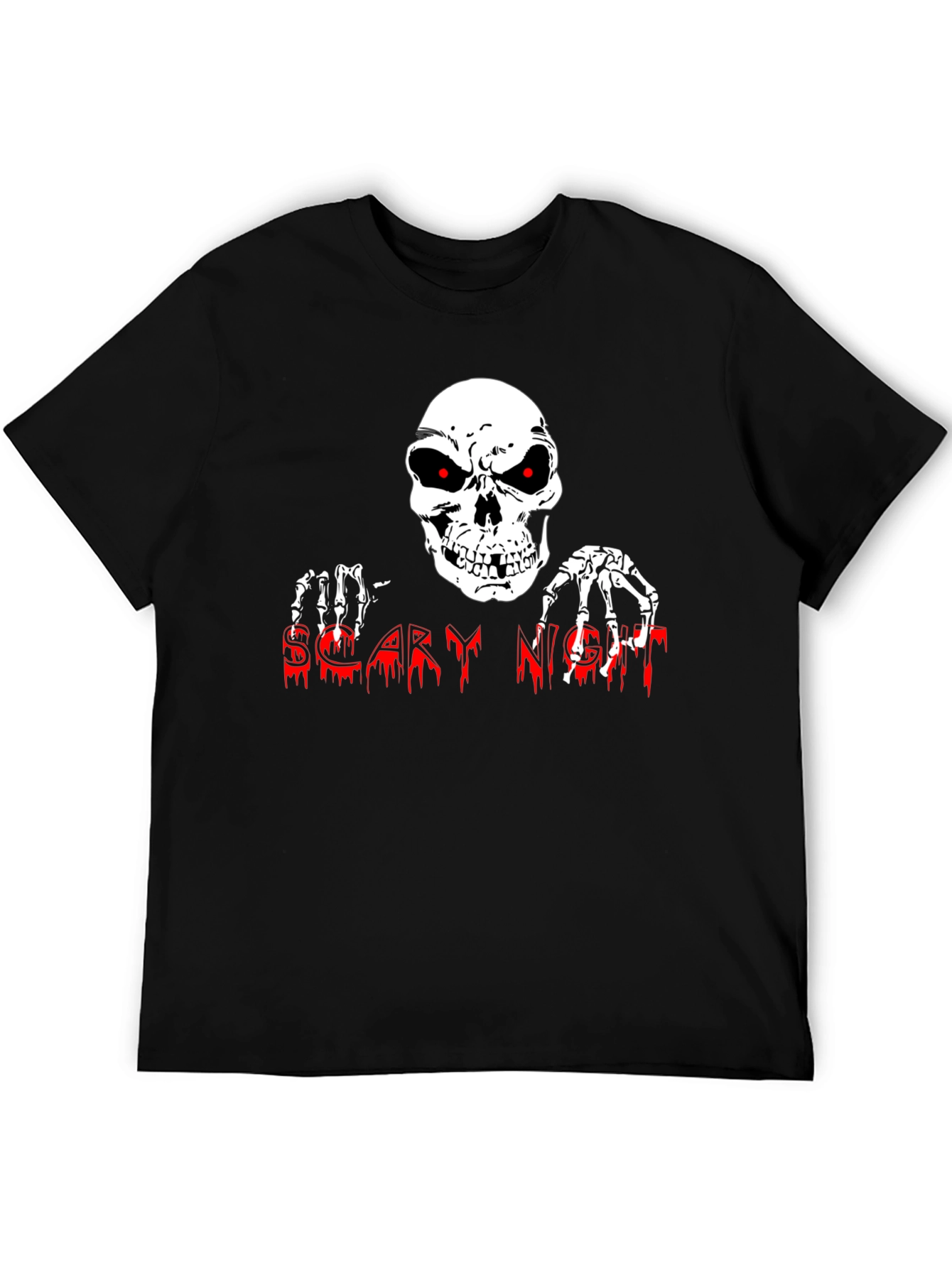 Scary Night Skeleton Graphic Tee - Halloween Shirt