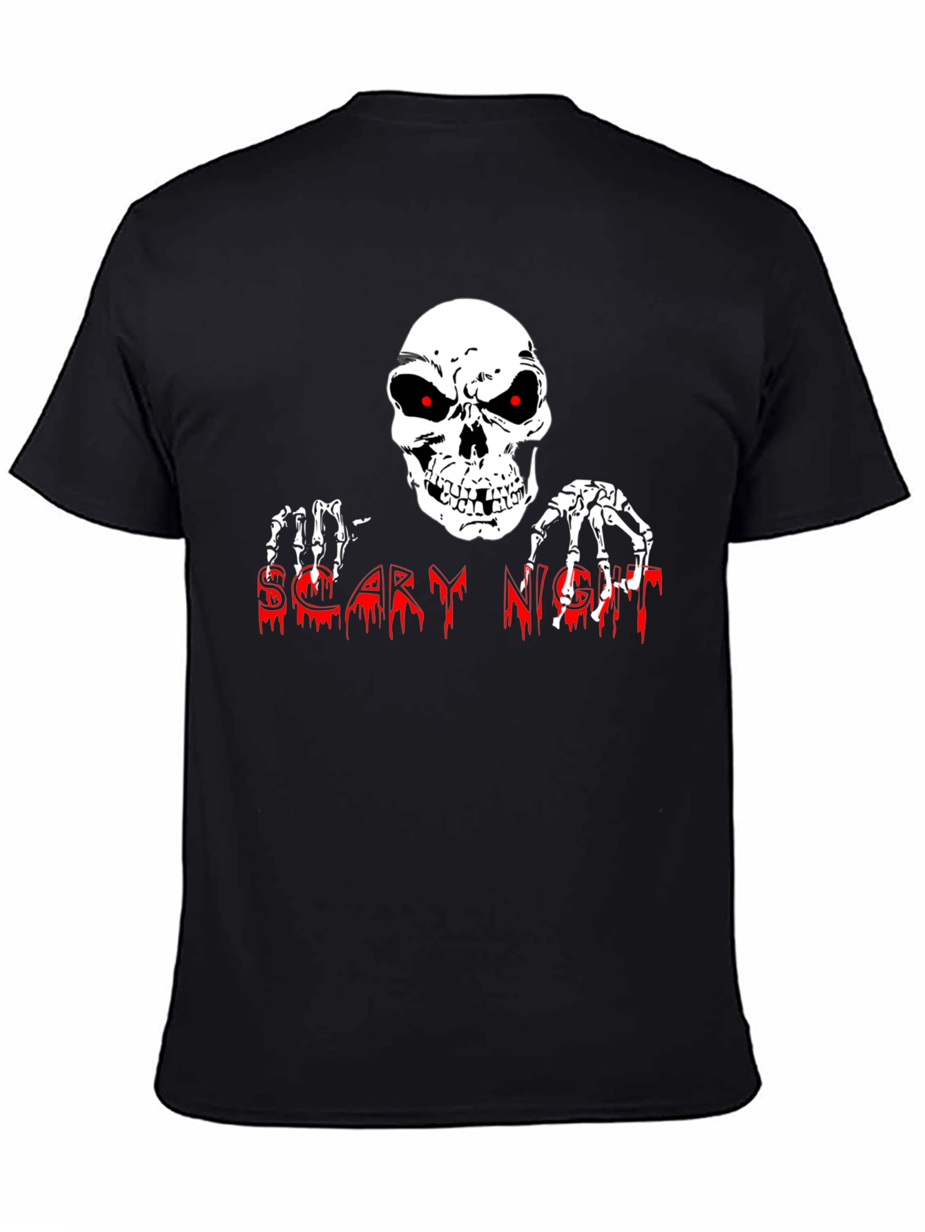 Scary Night Skeleton Graphic Tee - Halloween Shirt