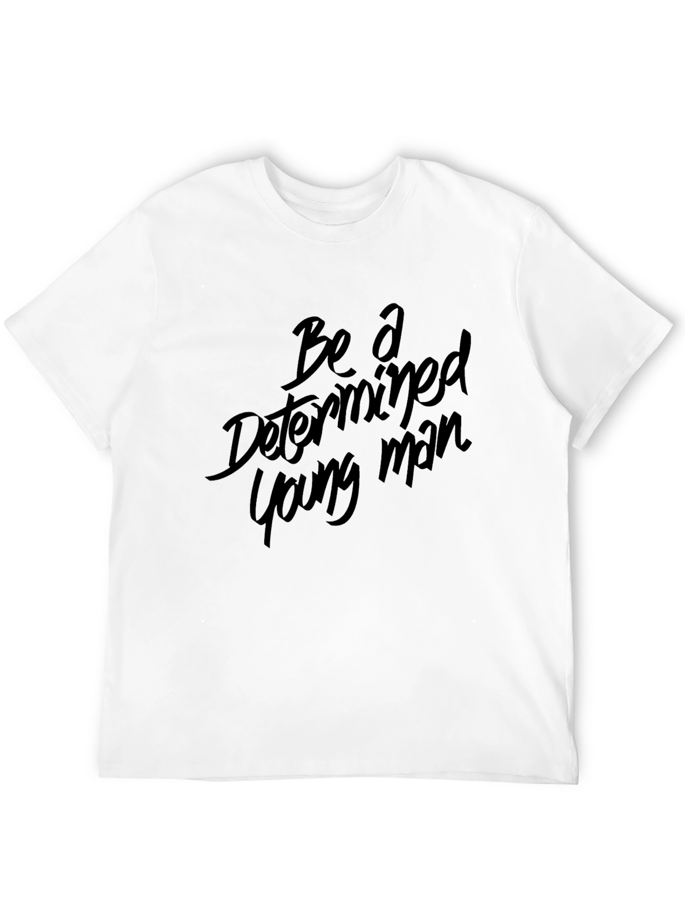 Determined Young Man Black Graphic Tee