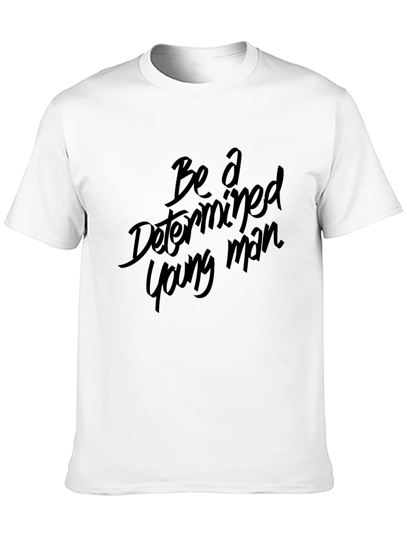 Determined Young Man Black Graphic Tee