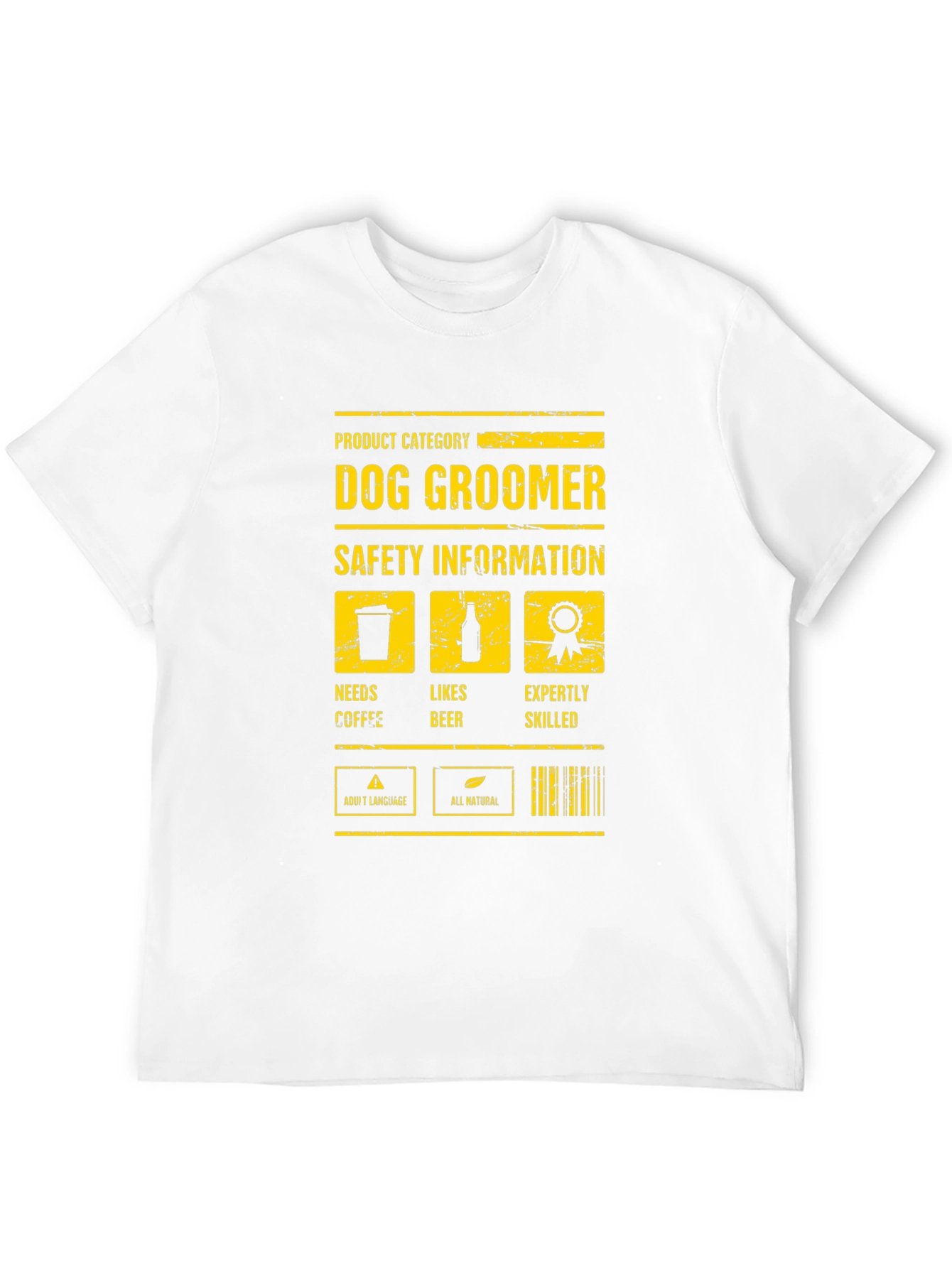Dog Groomer Humor T-Shirt: Needs Coffee Likes Beer