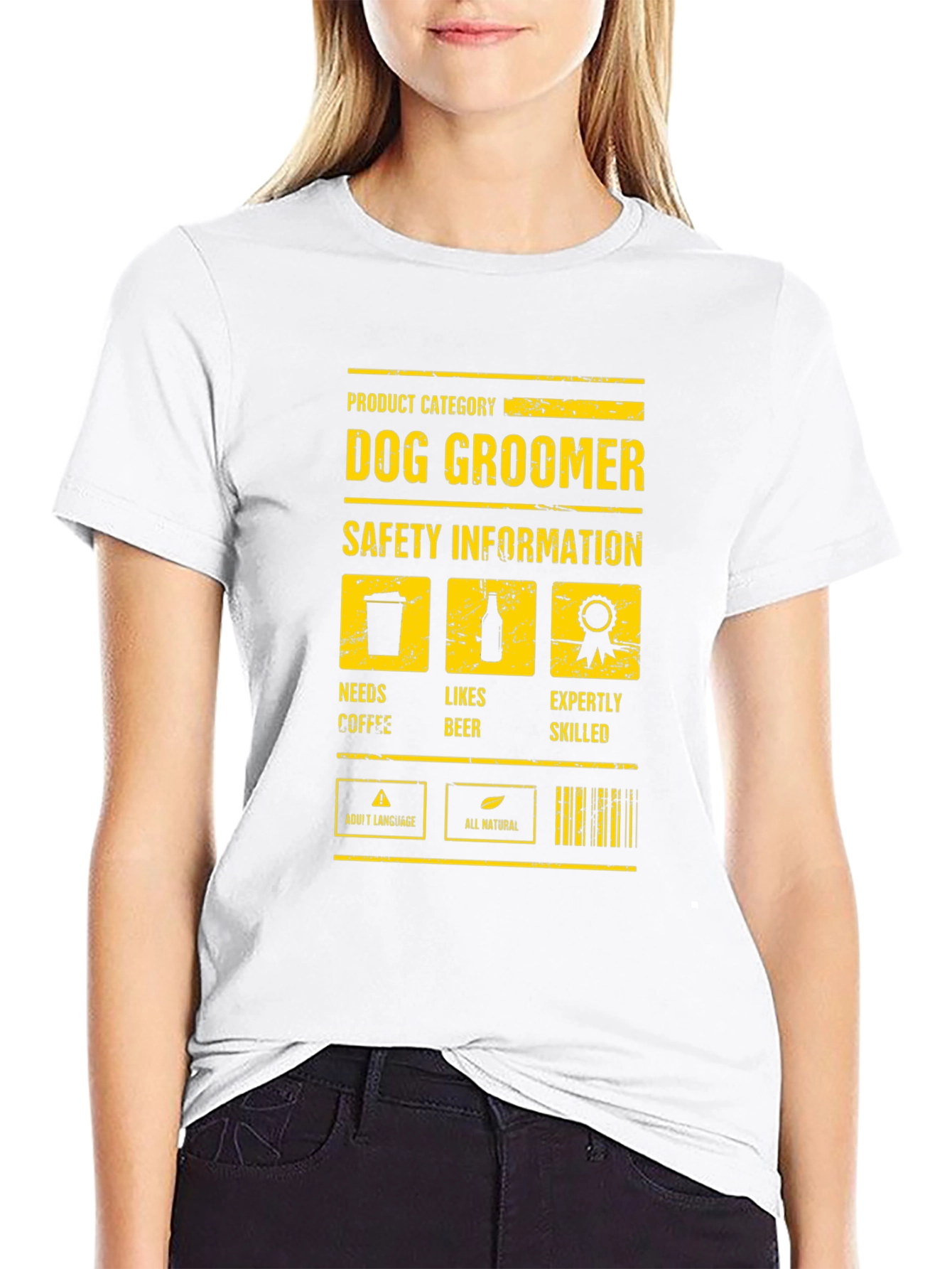 Dog Groomer Humor T-Shirt: Needs Coffee Likes Beer