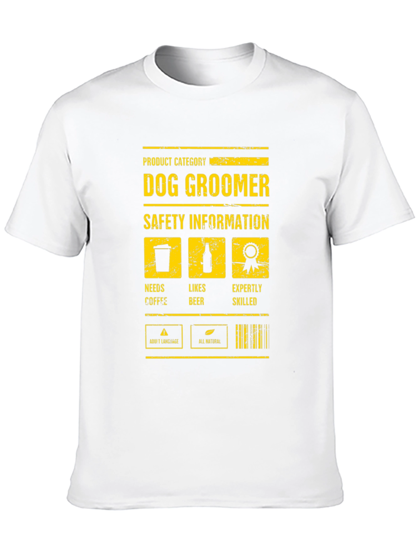 Dog Groomer Humor T-Shirt: Needs Coffee Likes Beer