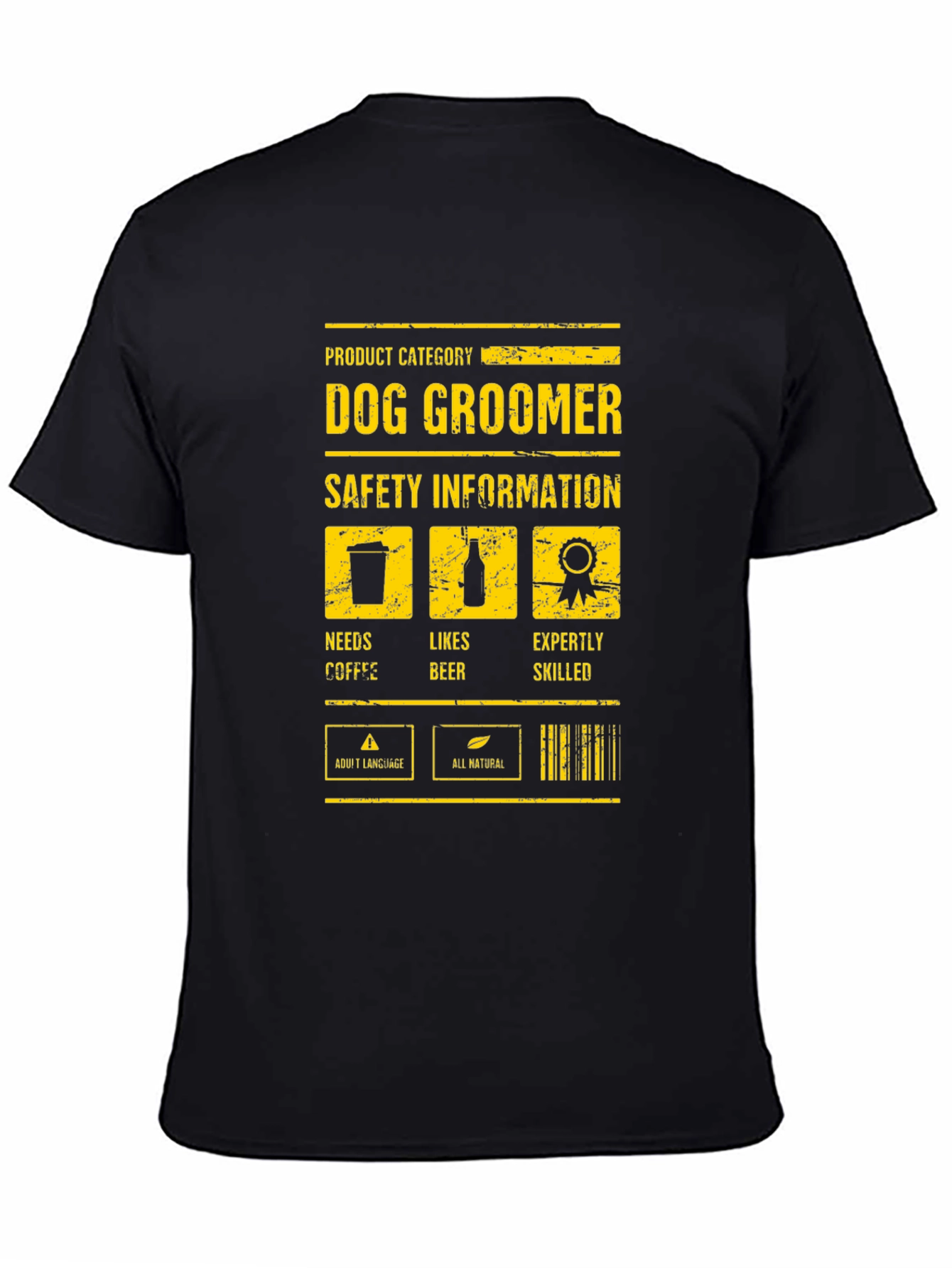 Dog Groomer Humor T-Shirt: Needs Coffee Likes Beer