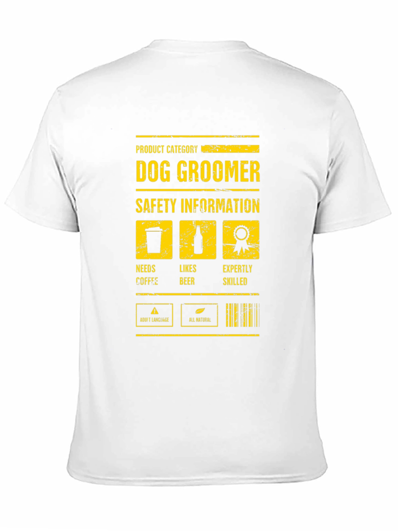 Dog Groomer Humor T-Shirt: Needs Coffee Likes Beer