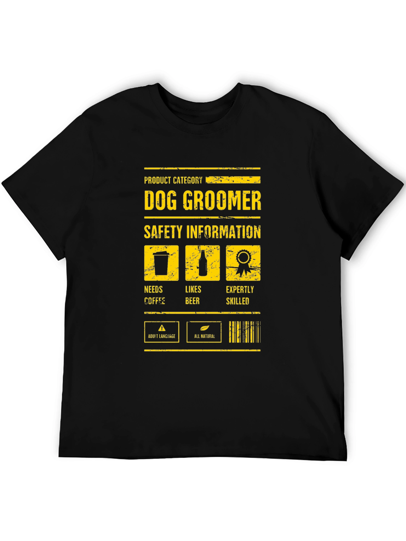 Dog Groomer Humor T-Shirt: Needs Coffee Likes Beer