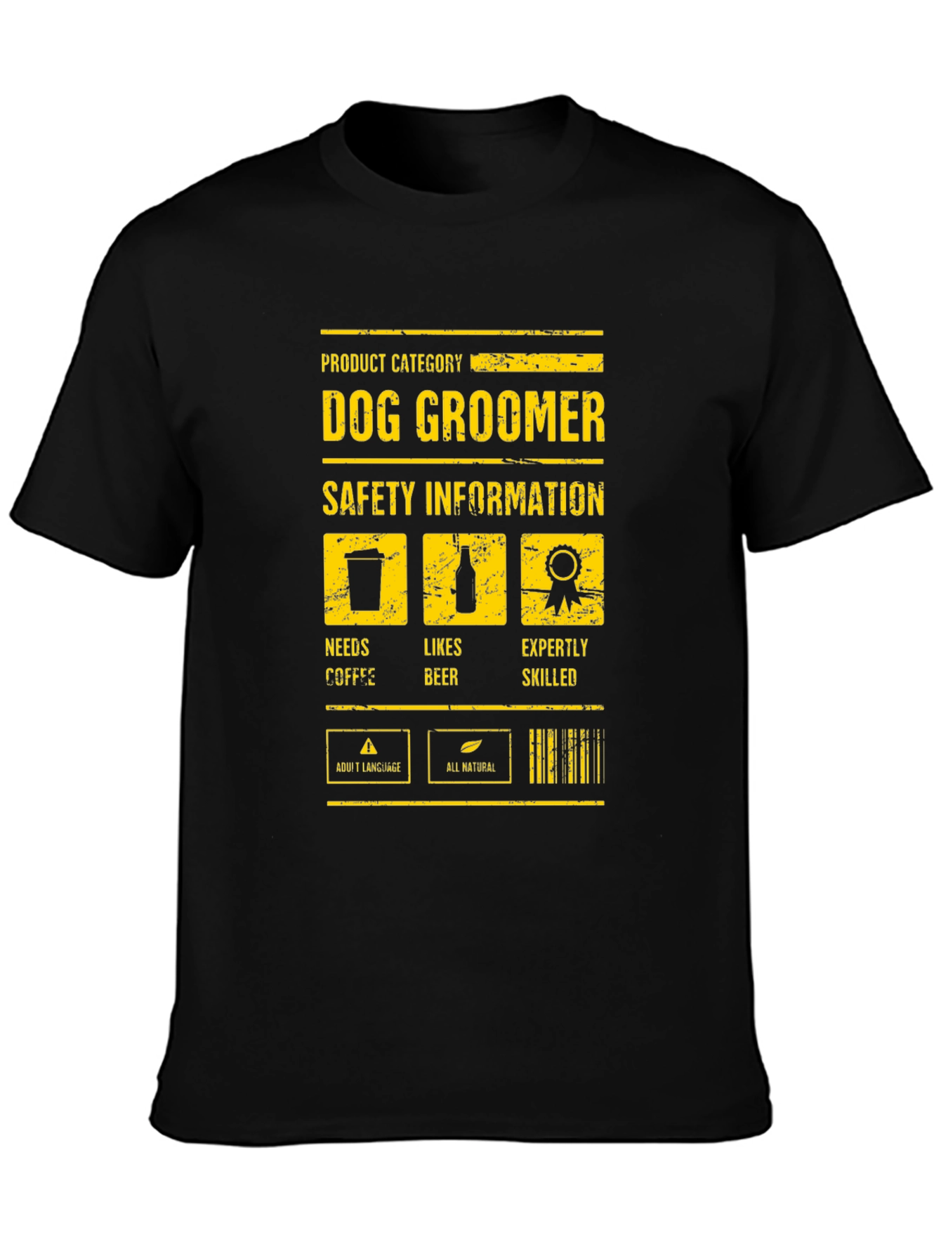 Dog Groomer Humor T-Shirt: Needs Coffee Likes Beer