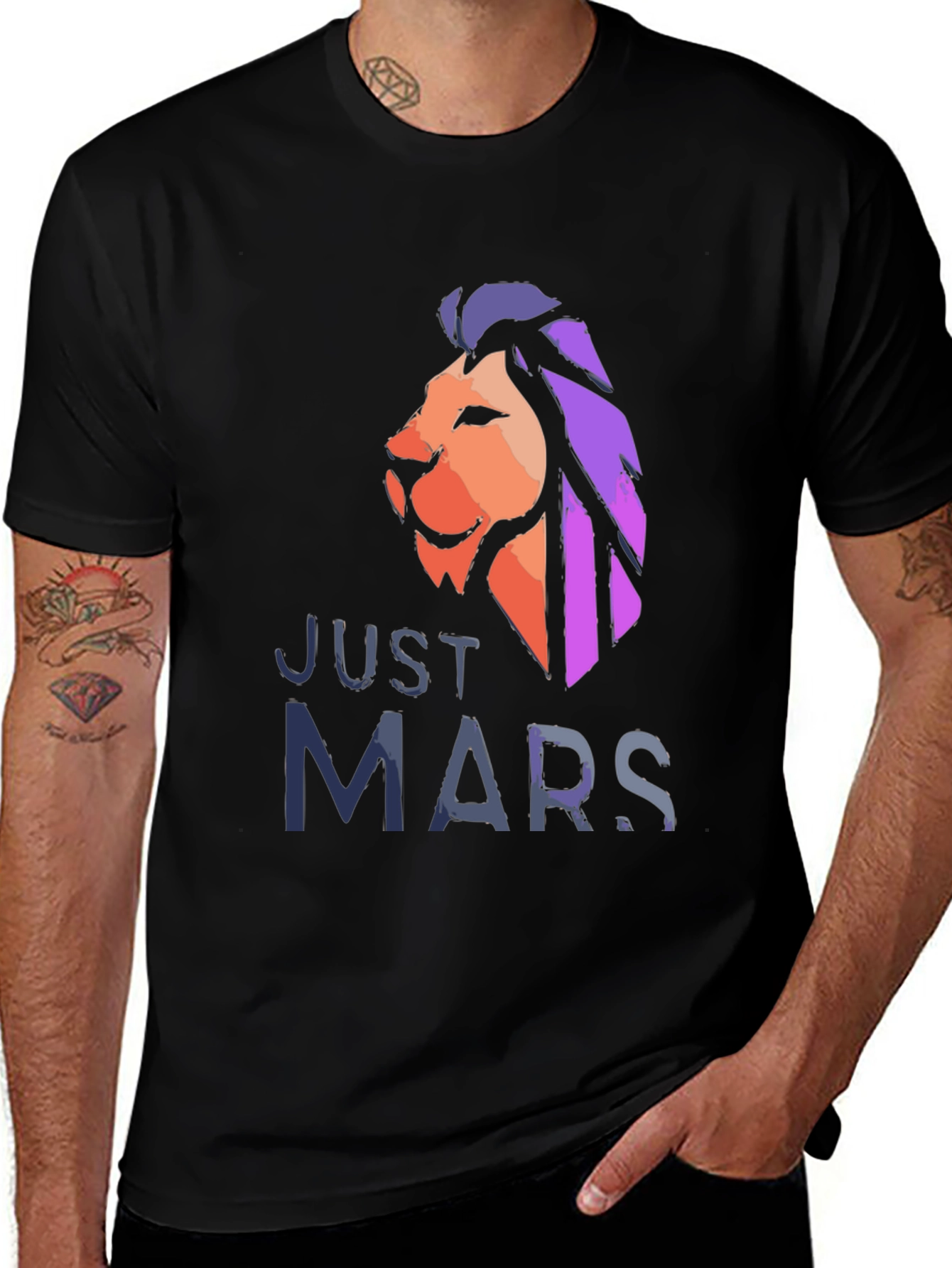 Just Mars Lion Graphic Tee - Black