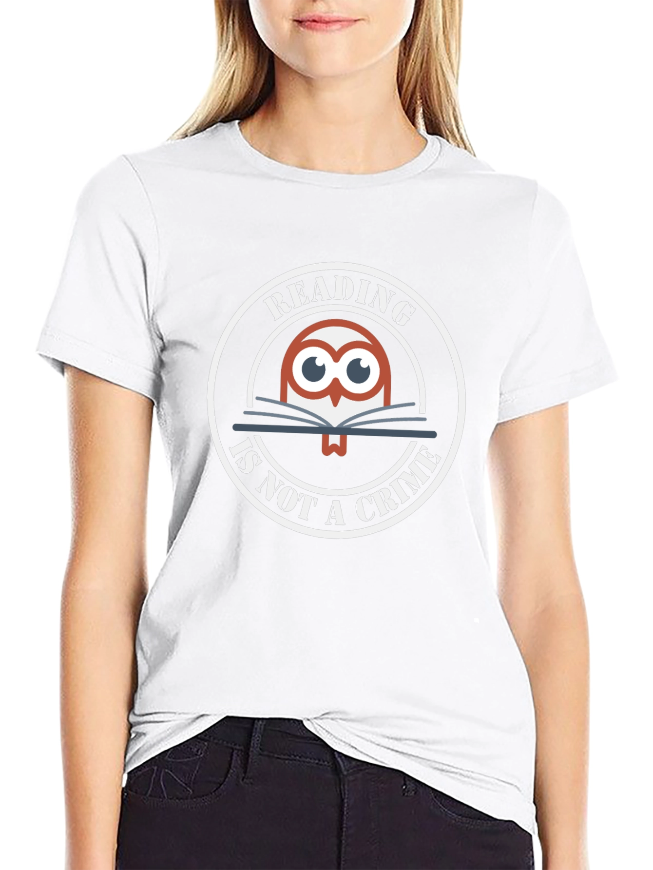 Reading Is Not A Crime Owl Graphic T-Shirt